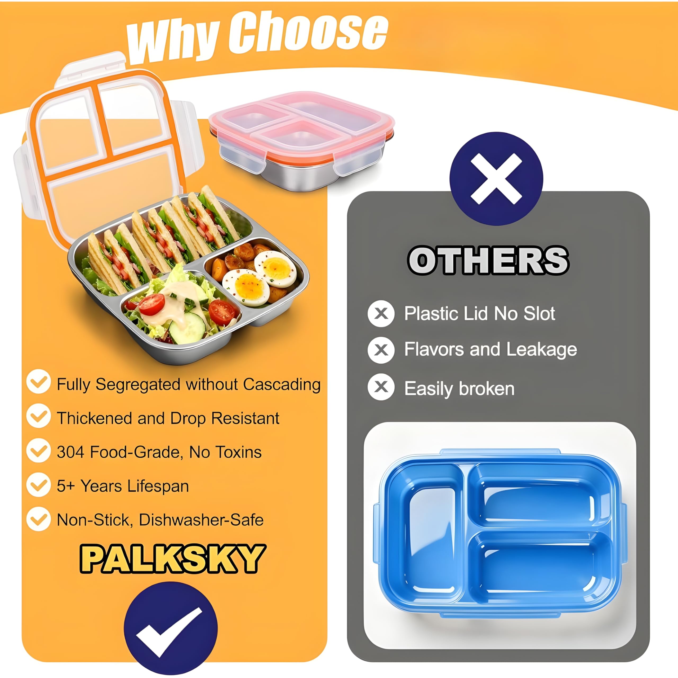 Motka Stainless Steel Lunch Box - 3 Compartments -6