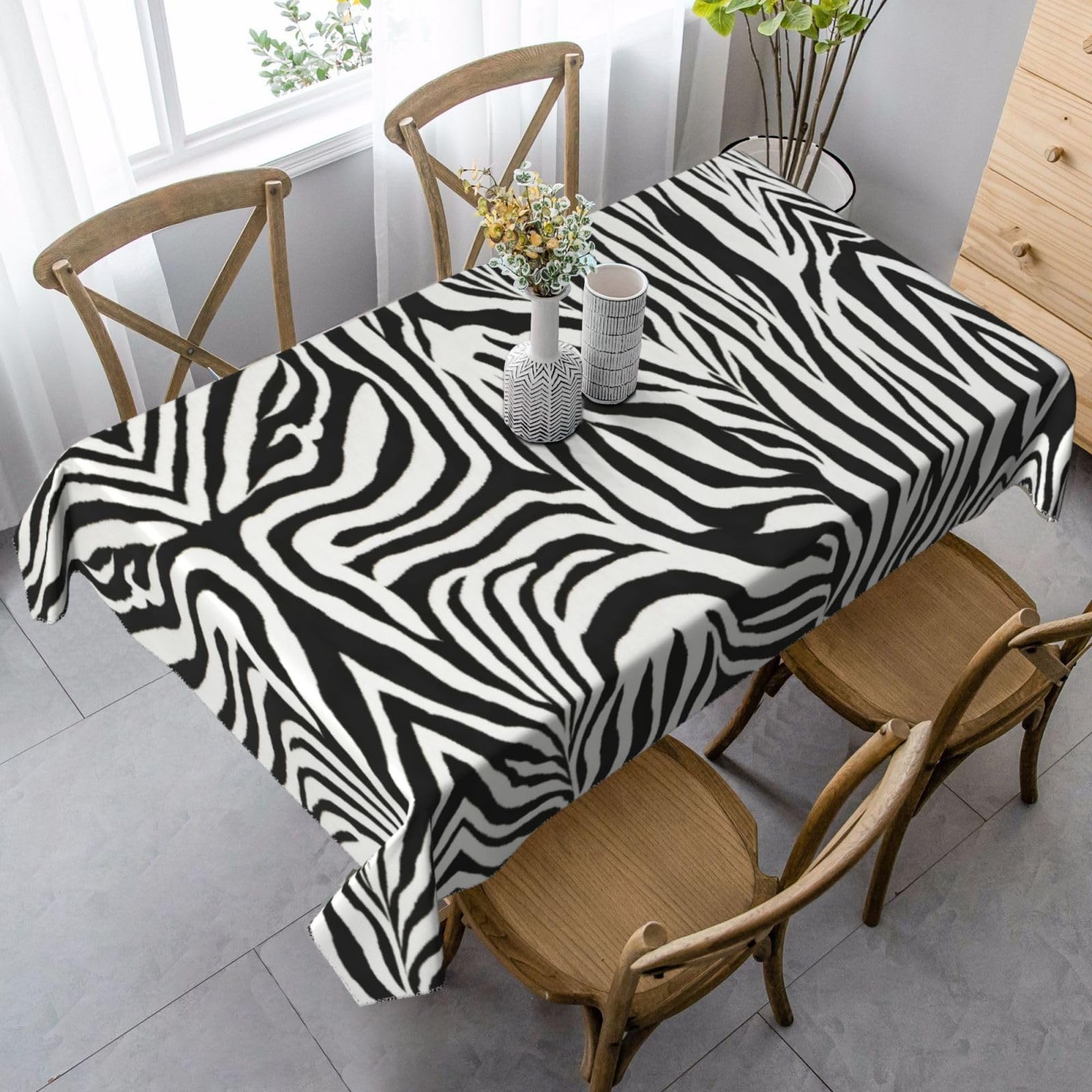 Sabfwf Black Zebra Print Print Rectangular Tablecloth,Thanksgiving Table Cloth,Decorative Cloth Table Cover
