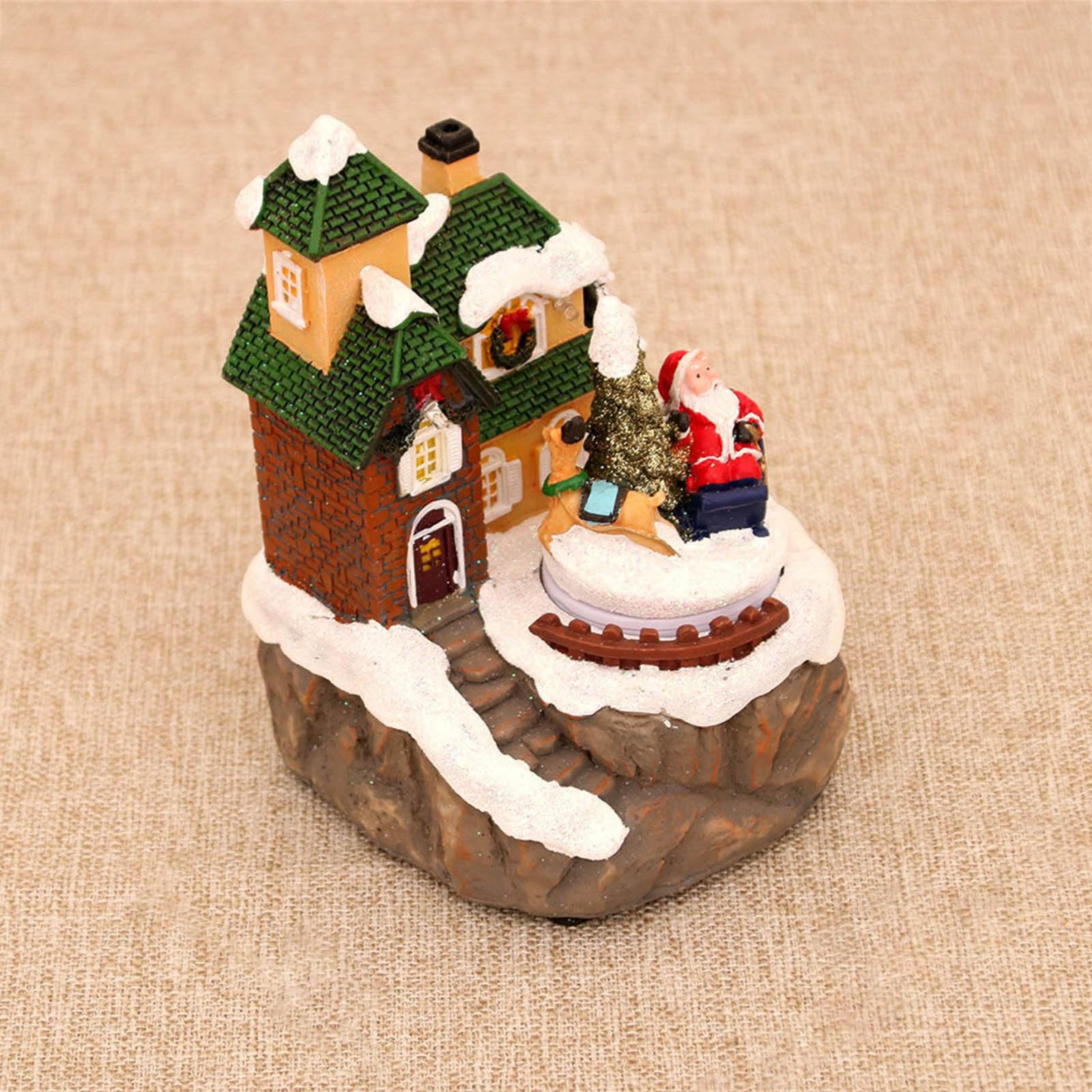 Weihnachtshütten Spieluhr mit rotierendem Weihnachtsmann, Weihnachts Spieluhr, Heimdekoration für, Männer, Frauen, Geschenk, Gebäudedekoration