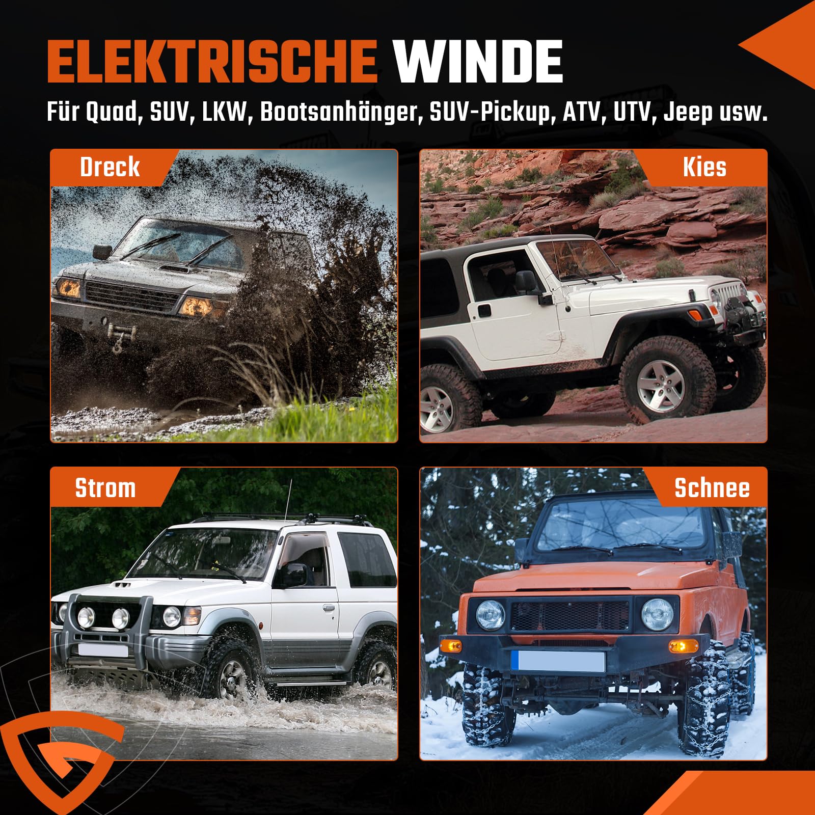 Elektrische seilwinde 12V 2041kg / 4500lbs, Motorwinde Seilzug Elektrowinde 1,4kW Motor, mit Dyneema-Seil, Funk & Kabel Fernbedienung, Wasserdicht, Seilfenster, für UTV, SUV, Boot, Anhänger