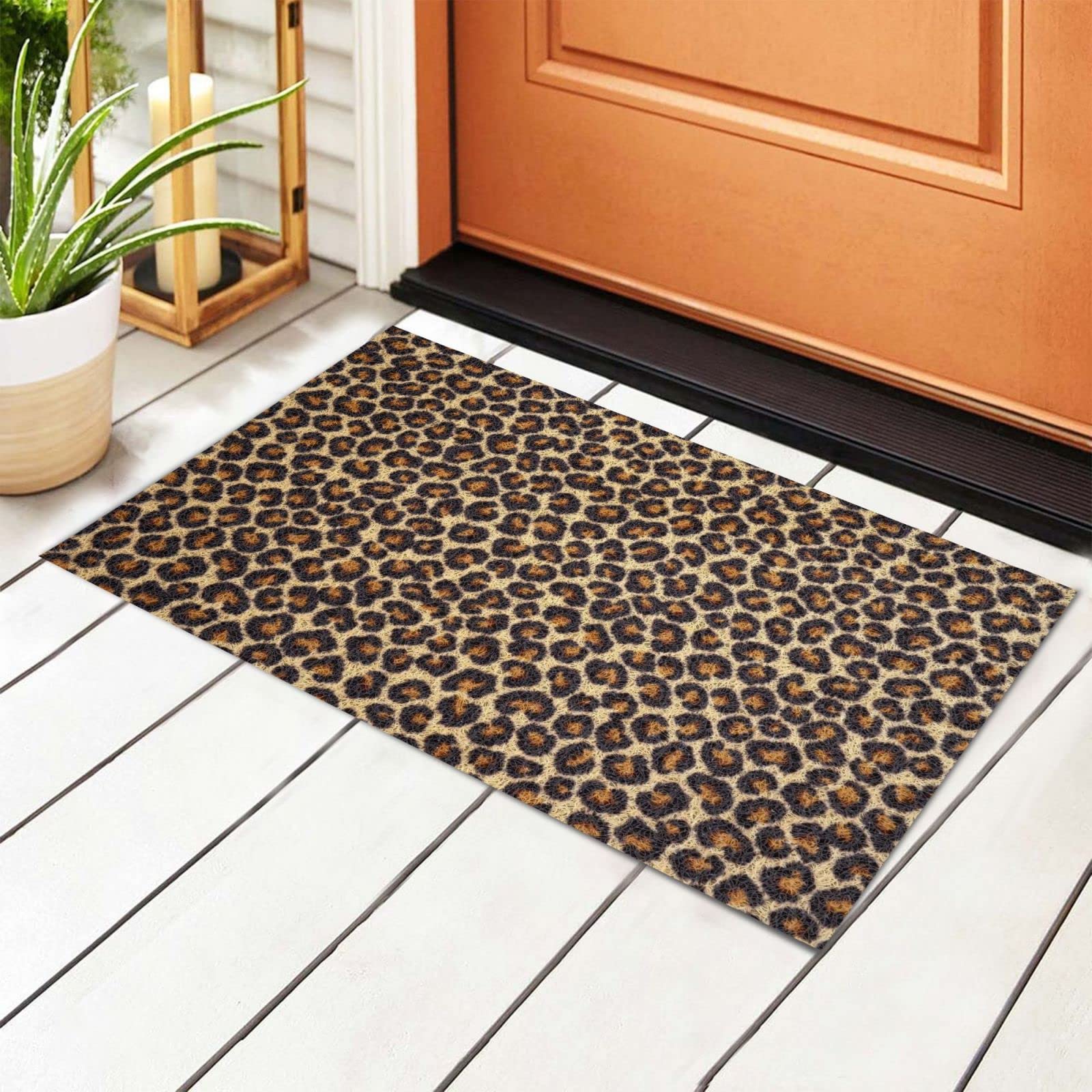 494 Felpudo De Entrada para Puerta 40X60cm Estampado De Leopardo Felpudo Exterior Impermeable Felpudo De Barrera Fácil De Limpiar Doormats para Cocina, Entrada Casa, Puerta