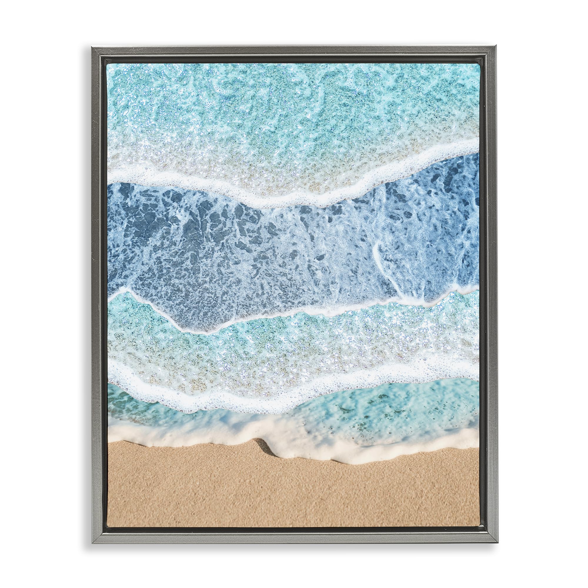 Stupell Industries Luster Gray (Matte) 'Overlapping Shore Waves'| Floating Frame Canvas Art