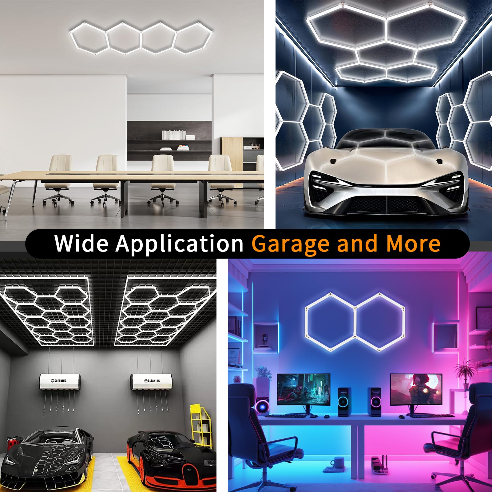 Éclairage hexagonal LED pour garage, salon de beauté, gymnases, entrepôts, centres commerciaux (2-HEX)