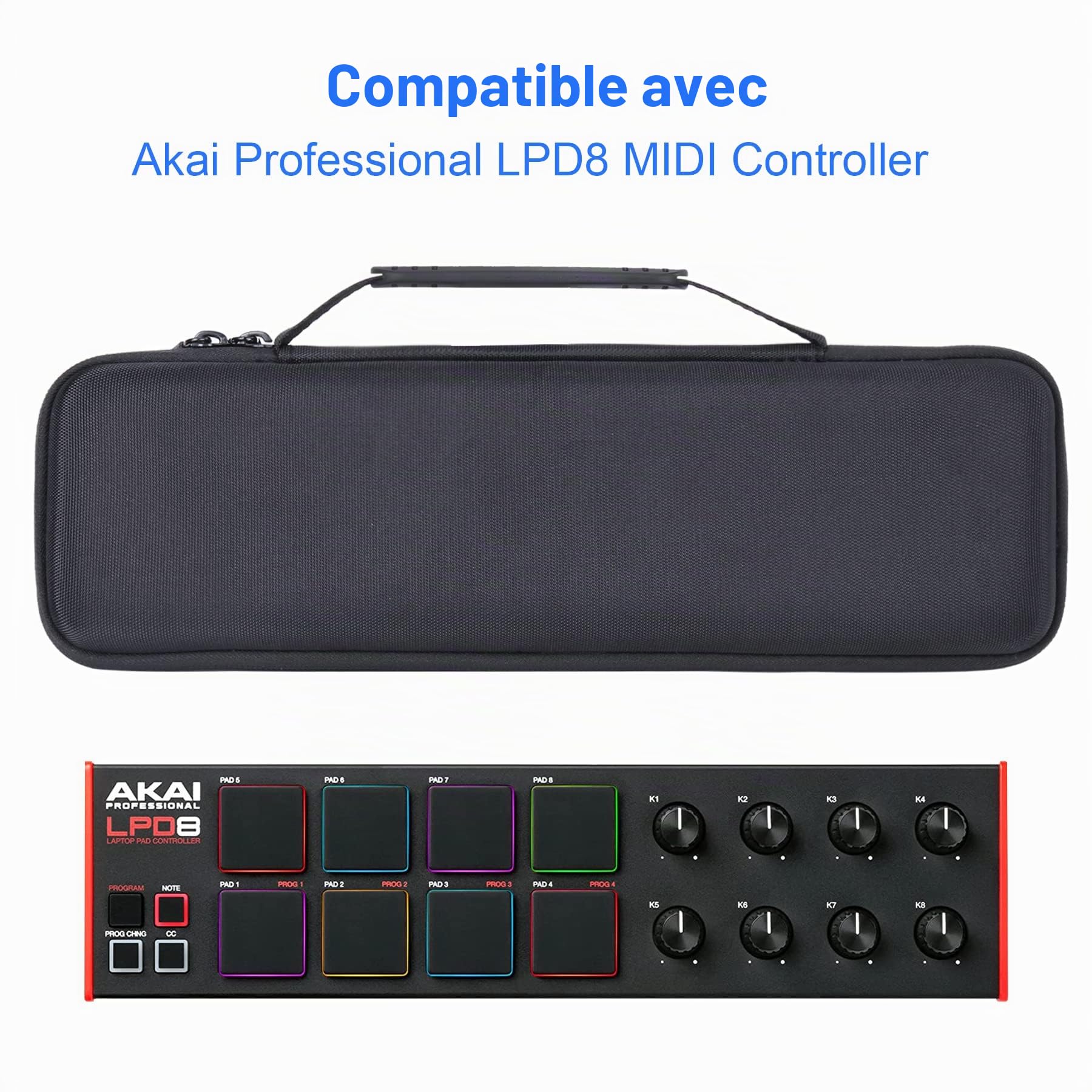 co2CREA Dur Étui de Voyage Rigide Housse Cas coque pour AKAI Professional LPD8 Contrôleur USB/MIDI(boîte Seule,Case Only)