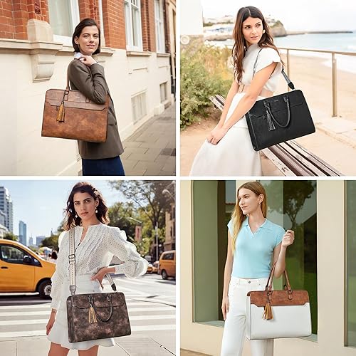 Miniatura 8 de Shrrie Bolsa para laptop de 17 pulgadas para mujer, bolsa de trabajo resistente al agua, maletín con bolso