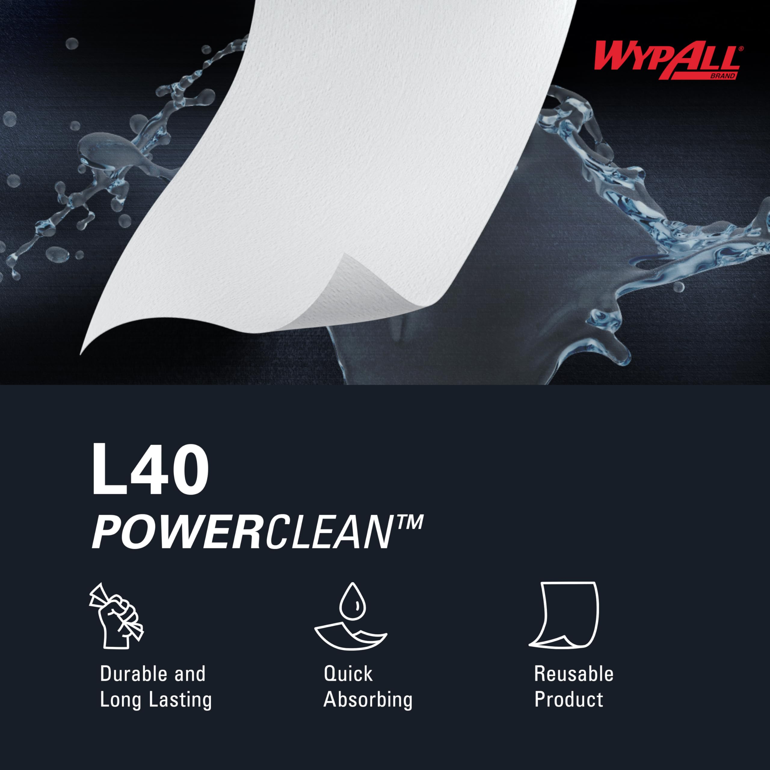 Kimberly-Clark Professional WYPALL L40 Scheibenwischer, 10,8 x 10, Pop-Up, Weiß, 90 Stück