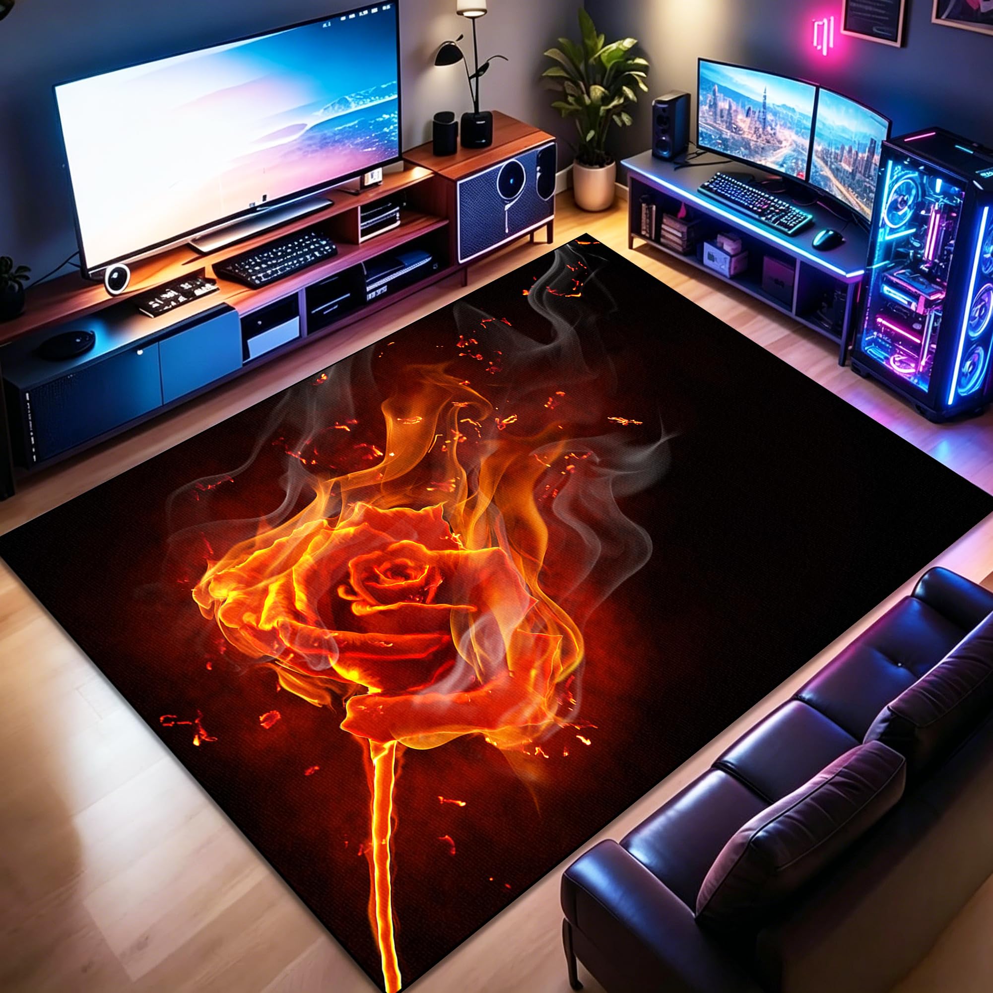 Tapis déco géométrique 160x210cm, le cadeau idéal pour aménager une zone de jeu de gamer