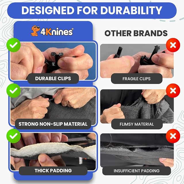 Foto 6 de 8 de 4Knines Funda de Asiento para Perro con Hamaca, Impermeable, Parte Trasera Antideslizante, Color Negro Regular