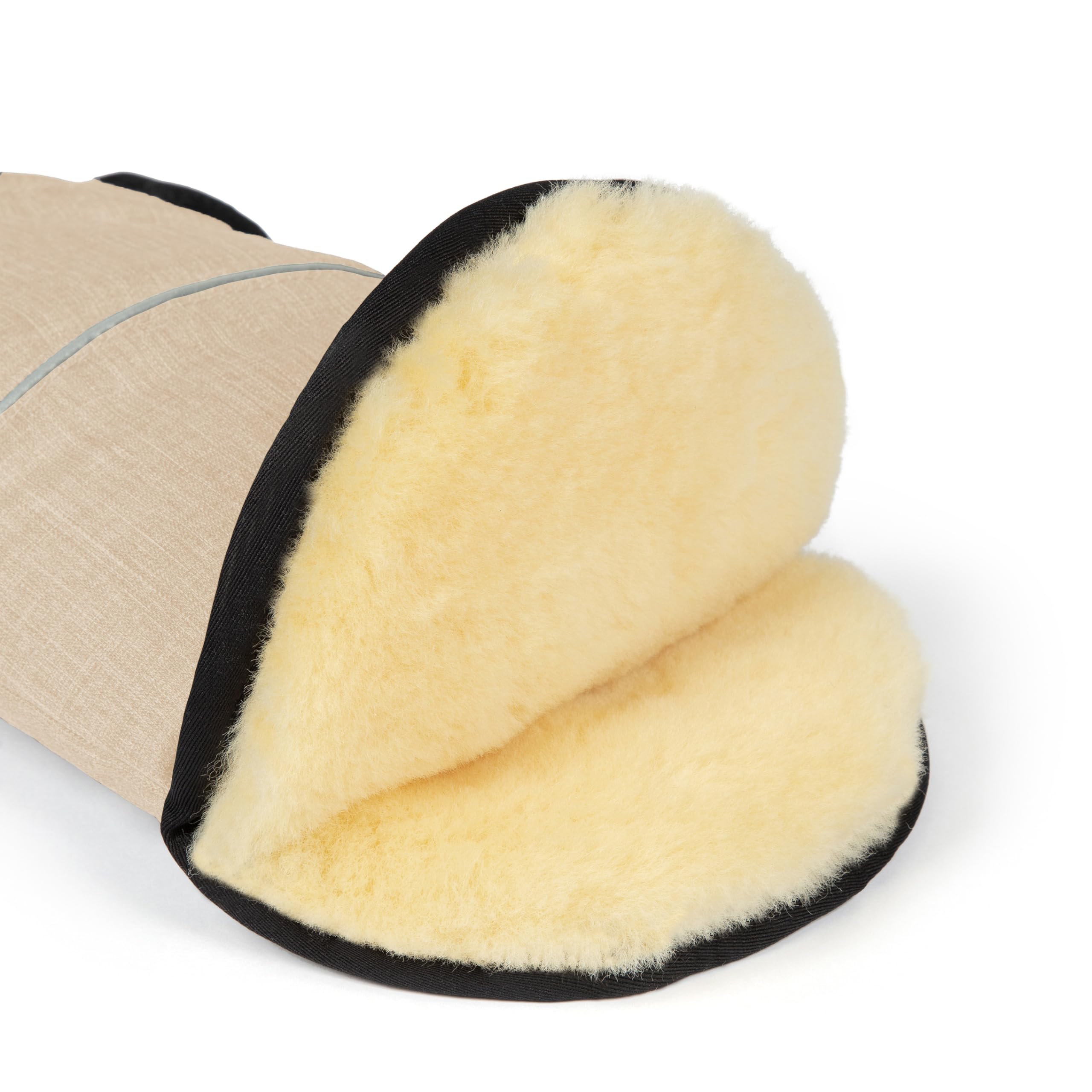 Guantes de piel de cordero de Werner Christ Baby – Los guantes Glovy Luxe son el manguito ideal para cochecito de bebé de piel médica, cálido manguito universal e impermeable, color beige