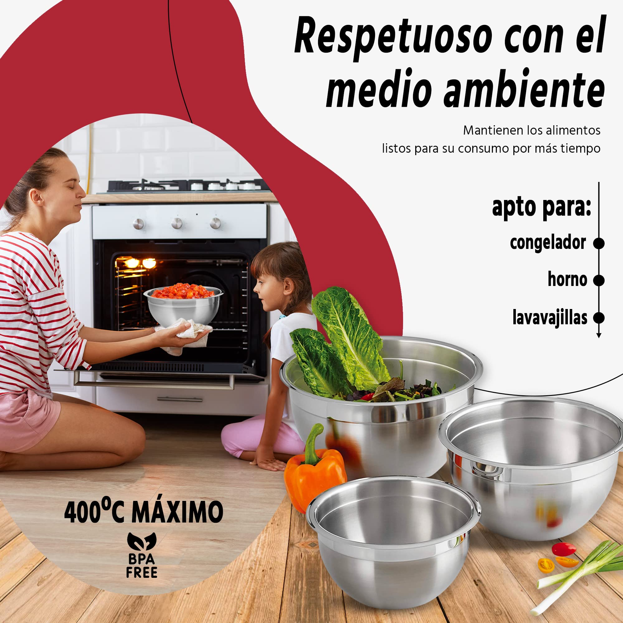 Set 4 Ciotole Acciaio Inox Con Coperchio Ermetico | Senza BPA | 18-24 Cm | Ideali Per Conservazione E Preparazione Cibi - Foto 13