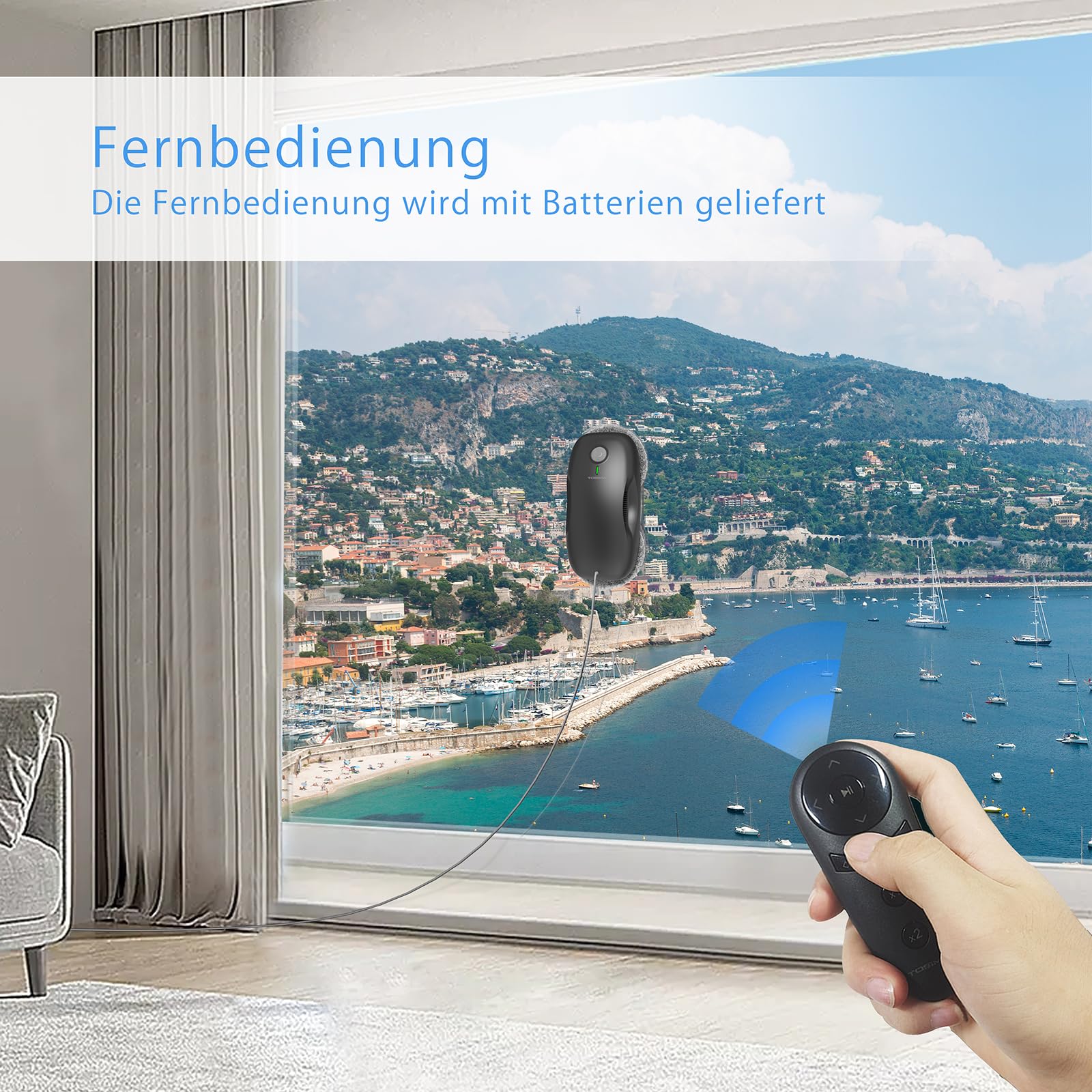 Tosima W2 fensterputzroboter 3800 PA automatischer fensterroboter mit Fernbedienung intelligenter Navigation und intelligenter Kantenerkennung geeignet für den Außen- und Innenbereich schwarz