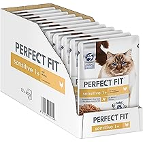 PERFECT FIT, Cibo per Gatti, Ideale da Un Anno in su, per Gatti sensibili, 12 bustine da 85 g ciascuna (Etichetta in Lingua Italiana Non Garantita)