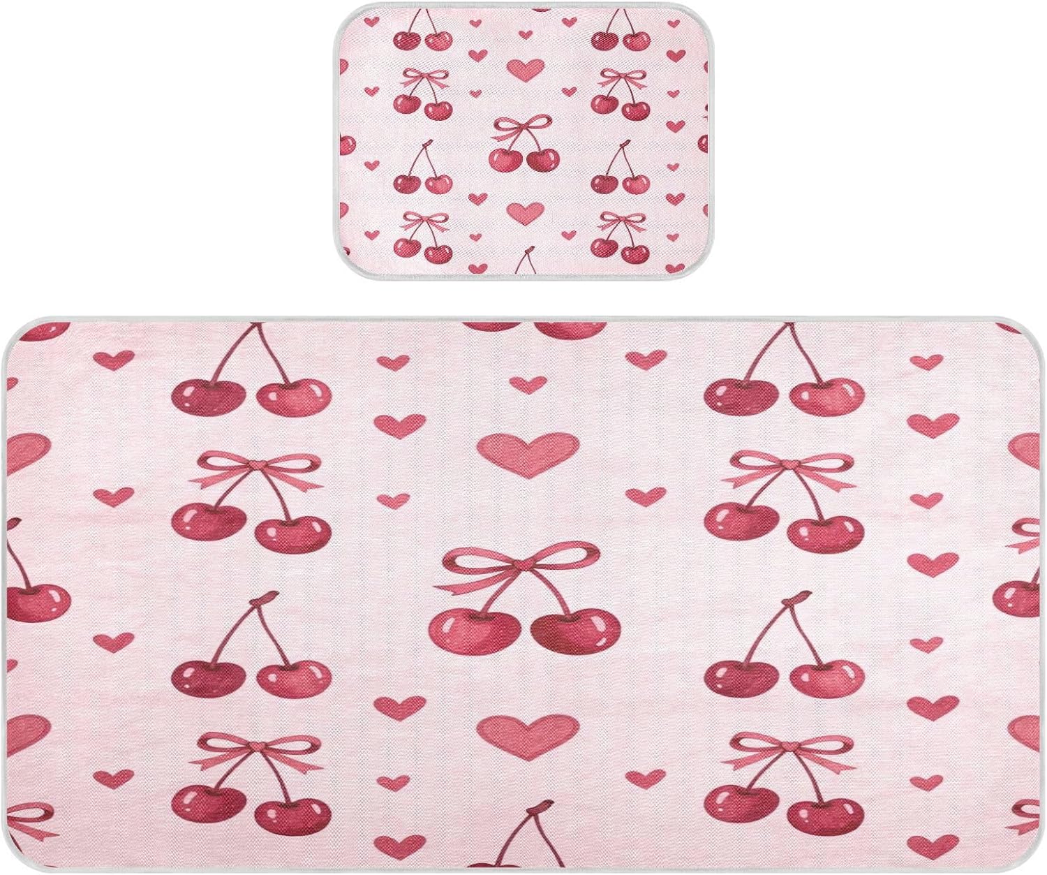 Cooling Baby Waterproof Crib Mattress Cover 28" x 52" Absorbent Pink Bows Cherry Cute Girl Pads for Bed Washable for Baby&Toddler