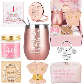 Presentes de aniversário de 40 anos para mulheres, presentes de aniversário de 40 anos para mulheres, cesta de presentes de aniversário de 40 anos para melhores amigas, irmã, mãe, esposa, filha