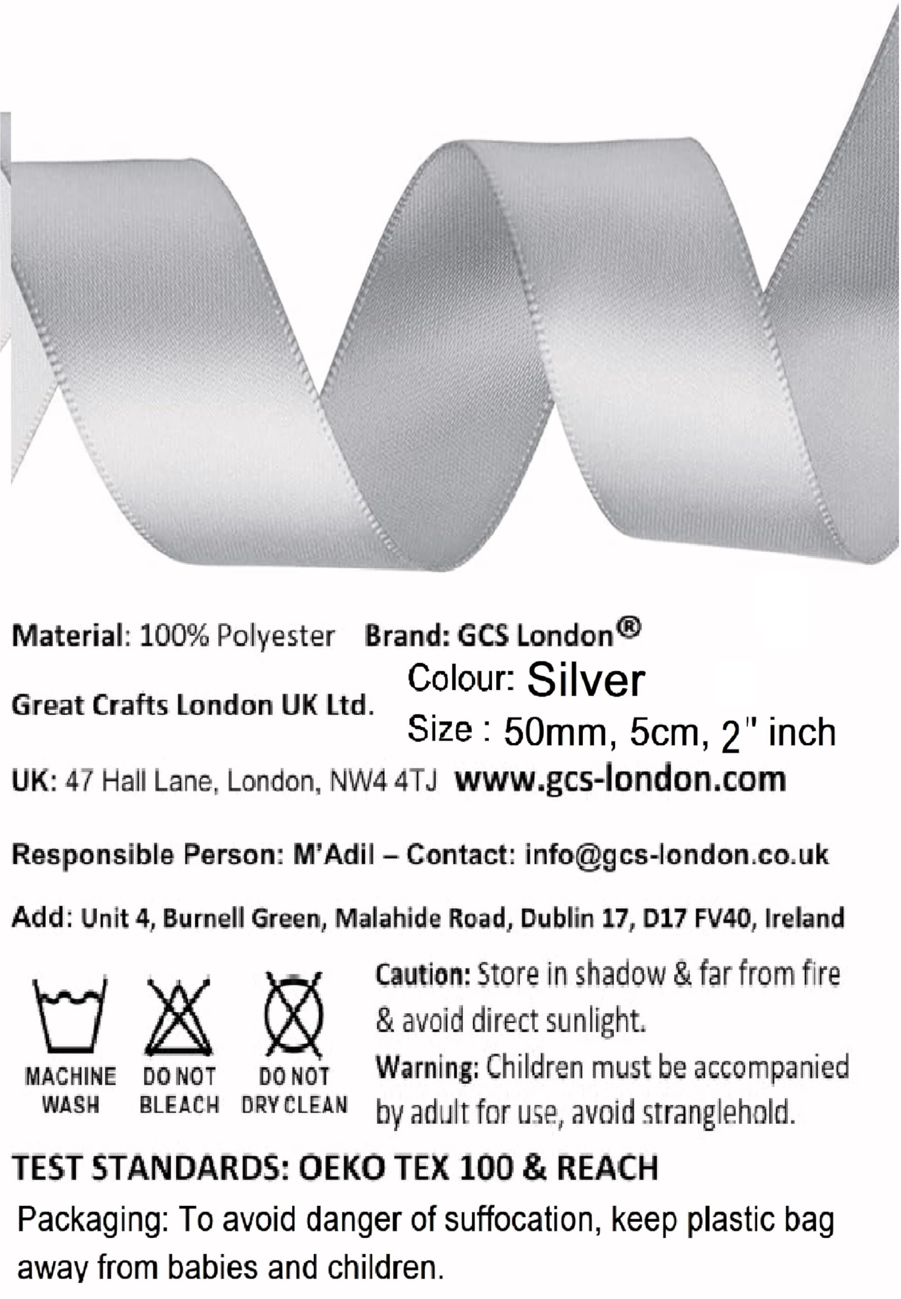 Nastro Di Raso Marrone – Larghezza 50 Mm, Lunghezza 5 Metri – Gcs Londra, Per Regali, Decorazioni E Fai-da-te