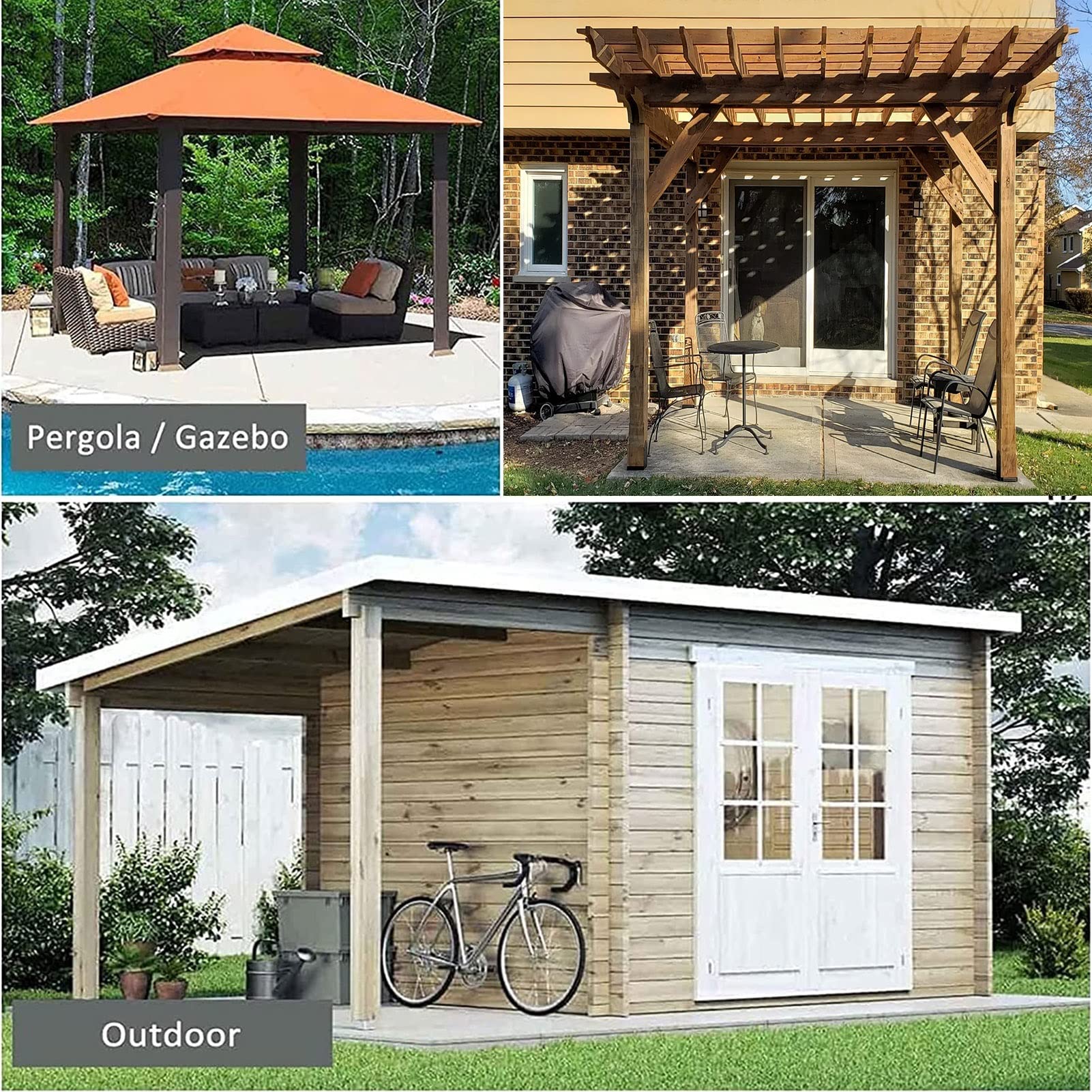 Tenda antipioggia trasparente impermeabile per pergola con porta con cerniera, pannelli in PVC resistente, per veranda, gazebo, patio, nero, 5 x 2,5 m