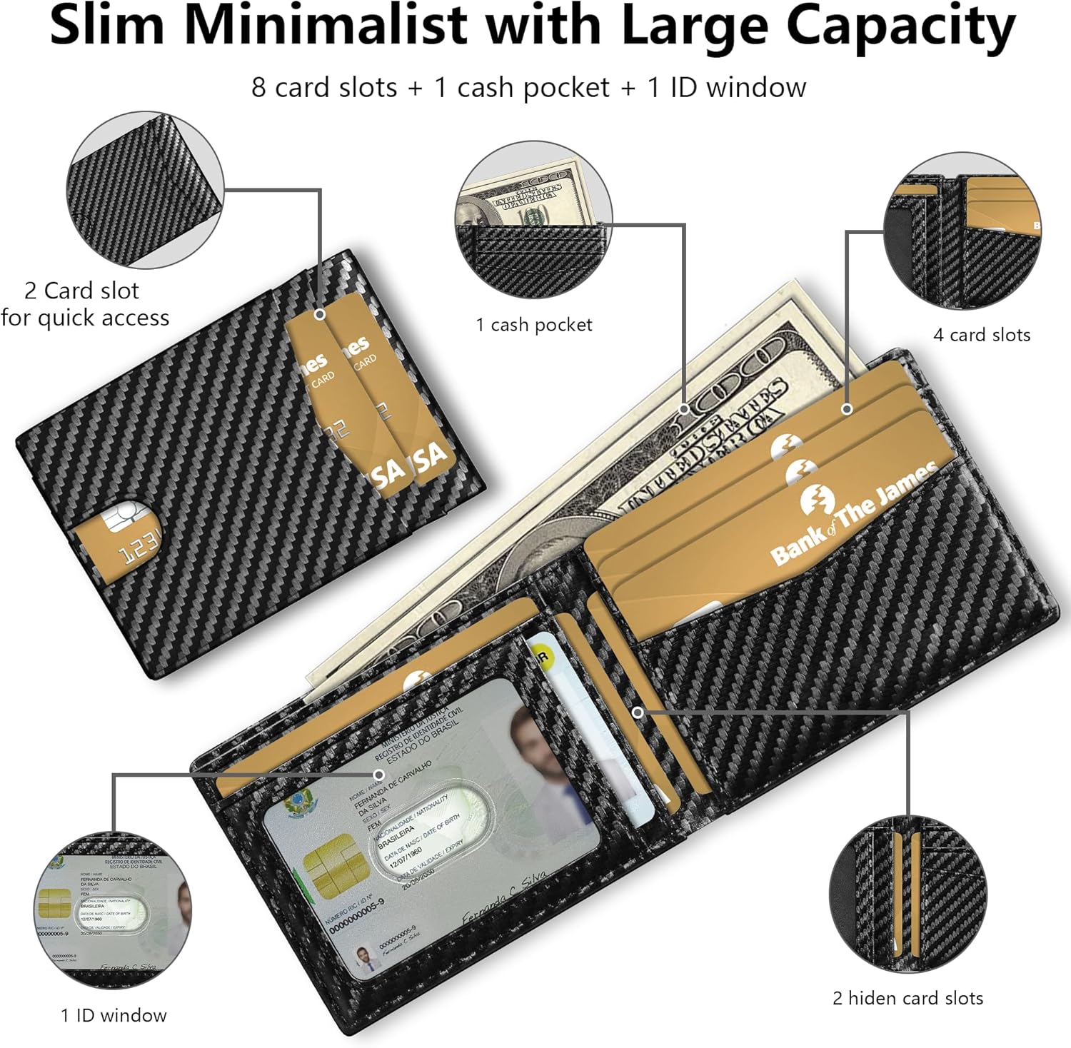 Auskang Smart Wallet for Men, Gift for Men, Works with Apple Find My, Minimalist Leather Wallet for Men, RFID Blocking, Credit Card Holder, Wallet with Smart Tracker, Wireless Charging (Grid Pattern) - Image 5