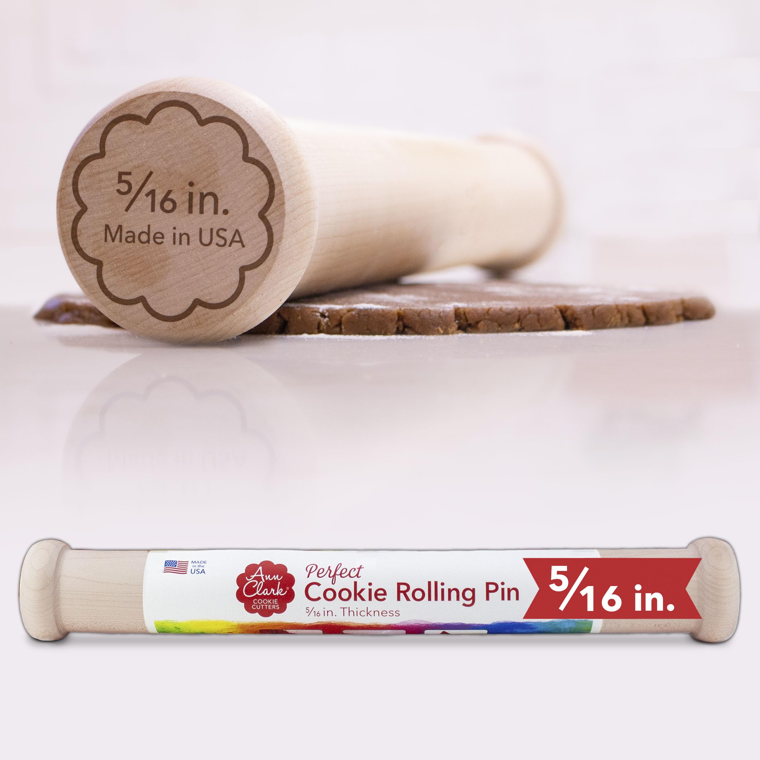 Perfect Cookie Teigrolle 5/16 Zoll Feste Tiefe Hartholz von Ann Clark USA