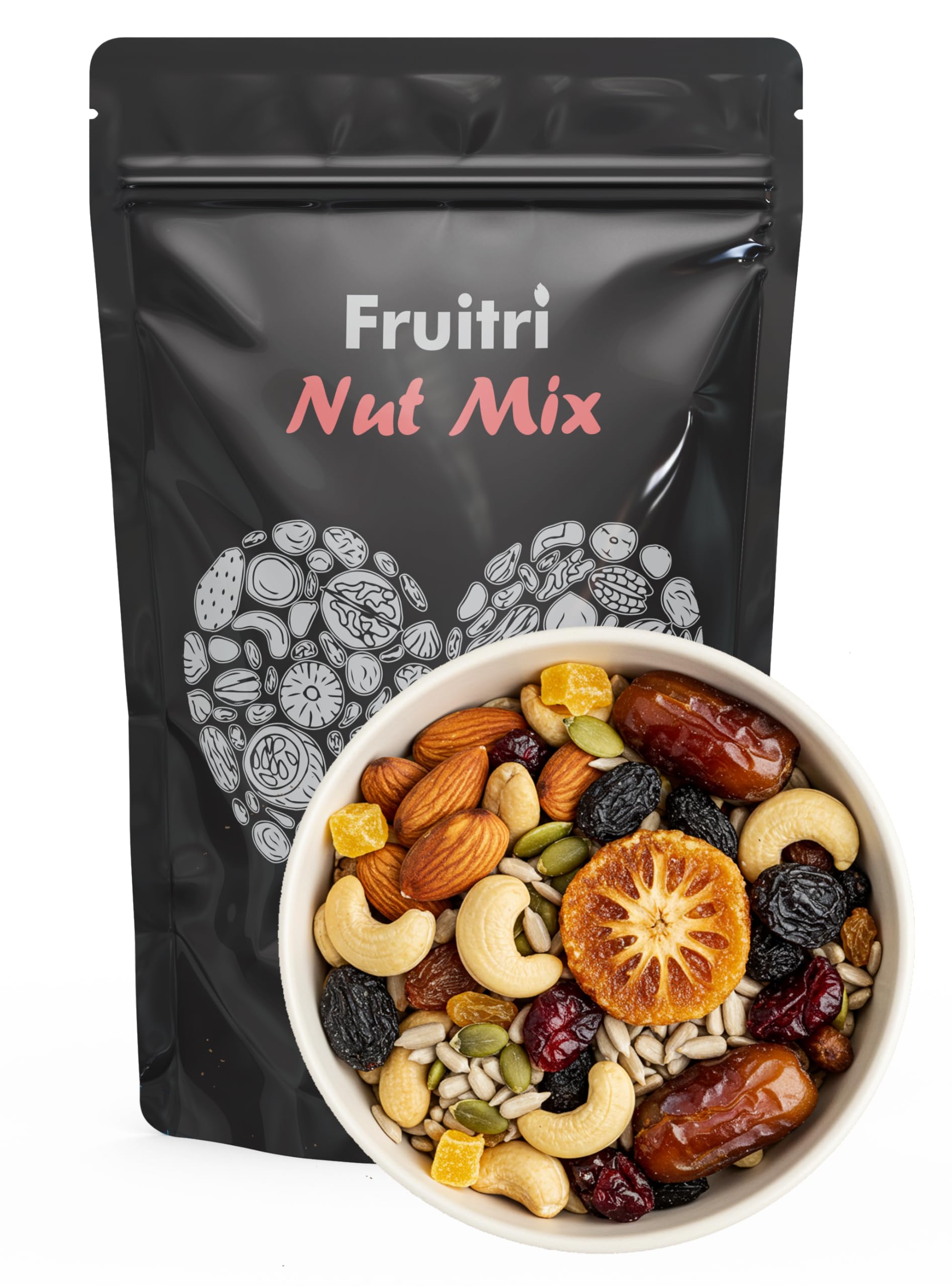 Fruitri Premium Dry Fruit & Nut Mix 500G|Rich In Protein,Magnesium & Phosphorus||9+ Mixed dry fruits Includes Almonds,Cashews,Green Raisins,Black Raisins,Dry Awla Cranberries And more