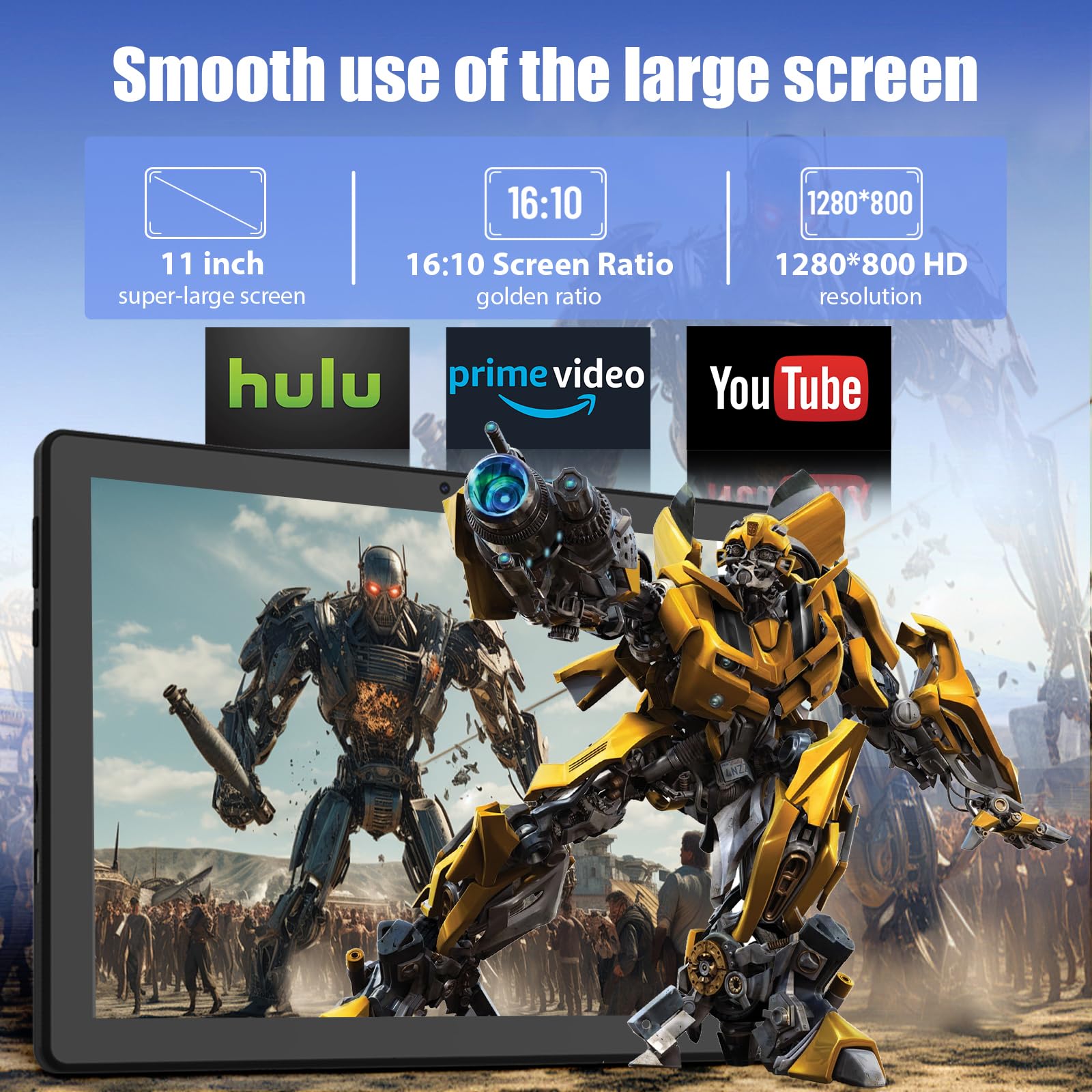 Tablet, Android Tablet 11 Zoll mit 24GB RAM + 128GB ROM (1TB TF), Octa-Core, Widevine L1, WiFi 6 & BT 5.3, 6800mAh Akku, Dual Kamera – Tablet mit Tastatur, Maus, Stift & Hülle