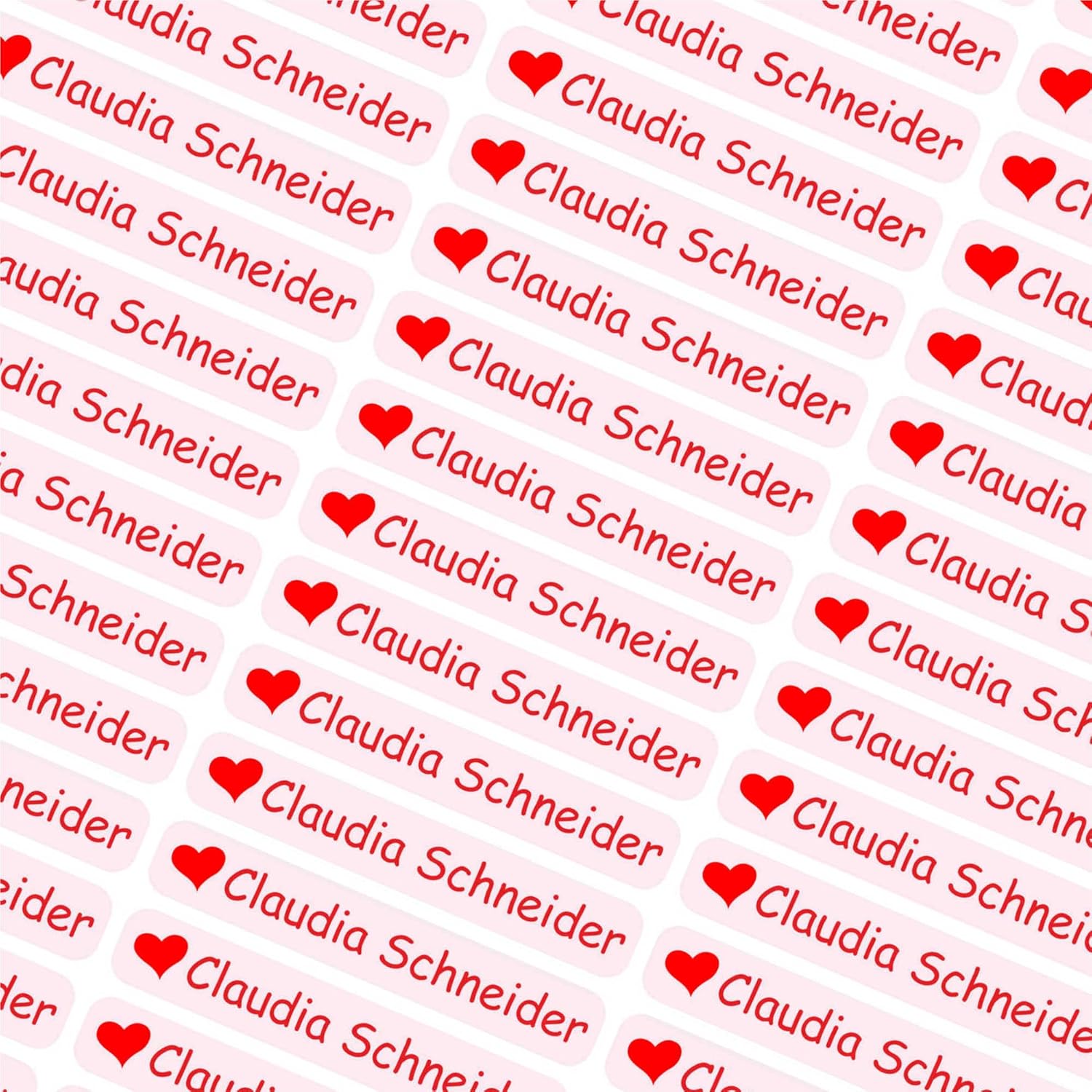 Indigos UG Name Stickers 6 x 1 cm Personalised Adhesive Labels Pack of 60 for Children, School and Nursery Pens, Pencil Case, Rulers, 066 Love Heart 066 - Love Heart