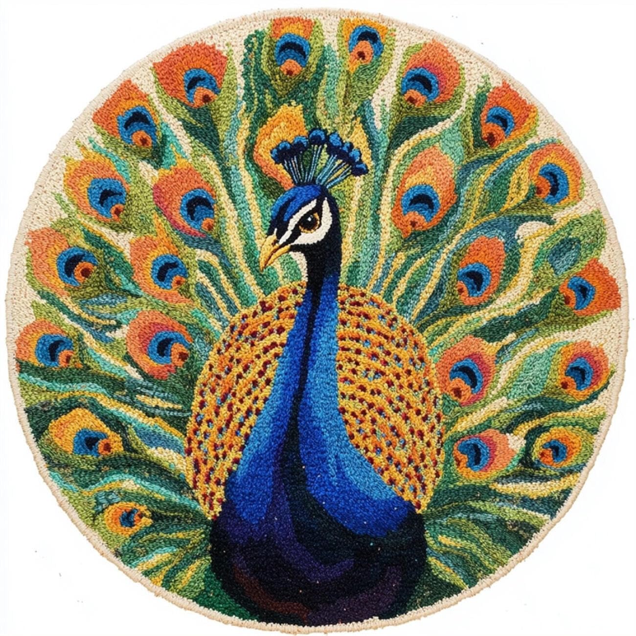 Kitquiver Rug Making Kit for Adults Colorful Peacock 50x50cm