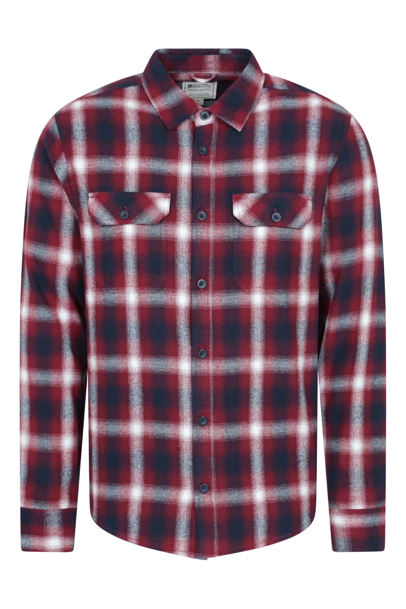 Mountain Warehouse Men's Berry Trace Flannel Long Sleeve Shirt - Lightweight & Breathable Casual Checks Shirt In 100% Cotton With Buttoned Front Pockets - For Travel & Walking 4XL Plus