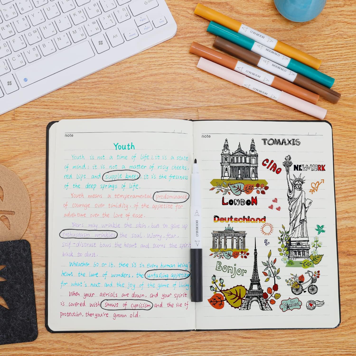 DOOHALO Dual Tip Fine Point Pens Compatible with Cricut Maker 3/4/Explore 3/Air 2 Markers Pens with 0.4/1.0 Tip 36 Packs per Set for Writing Drawing Coloring Art Craft Tool Accessories