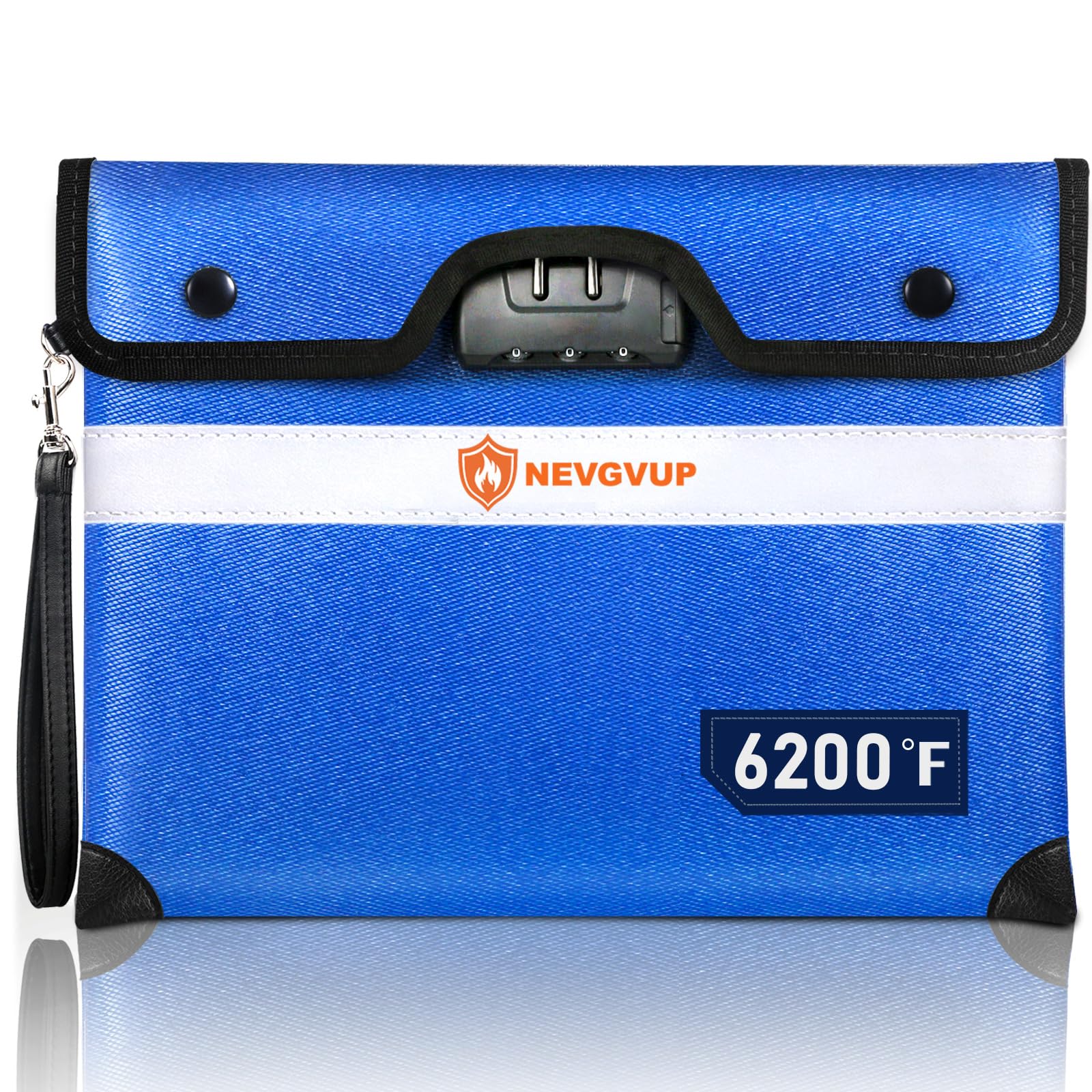 5200°F Fireproof Document Bag with Lock, Upgraded Waterproof Fireproof Bag with Zipper/Reflective Strip, 9 Layers of Heat Insulated Materials, Fireproof Money Bag for Cash/Documents fire Bag BLA4