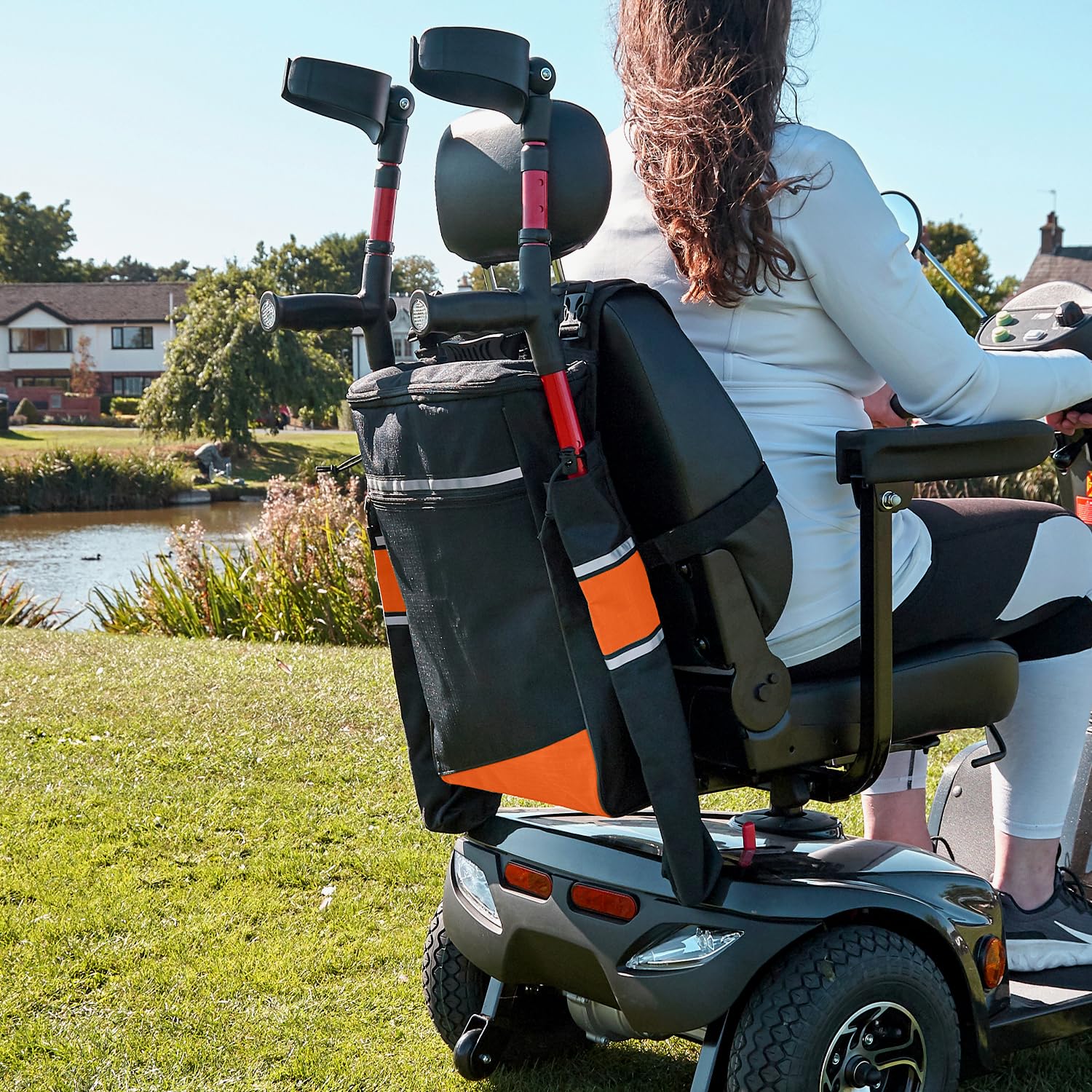 Biscay - Bolsa para muletas de movilidad - Naranja | Bolsas de movilidad para scooter Bolsa de silla de ruedas Soporte para bastón de patinete y silla de ruedas y movilidad Bolsas y cestas Accesorios