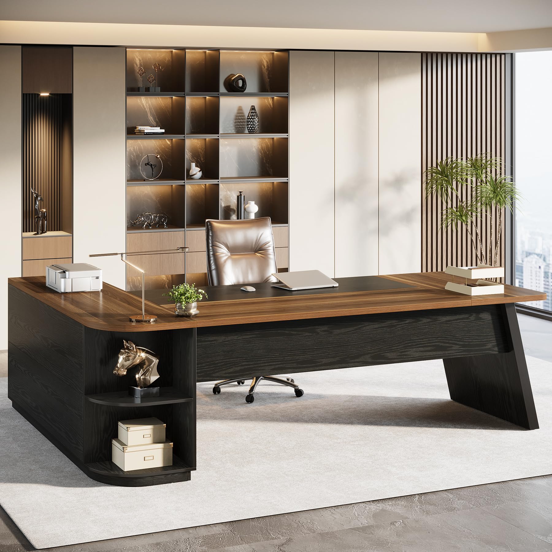 Executive L-Shaped Desk - 79" with Storage