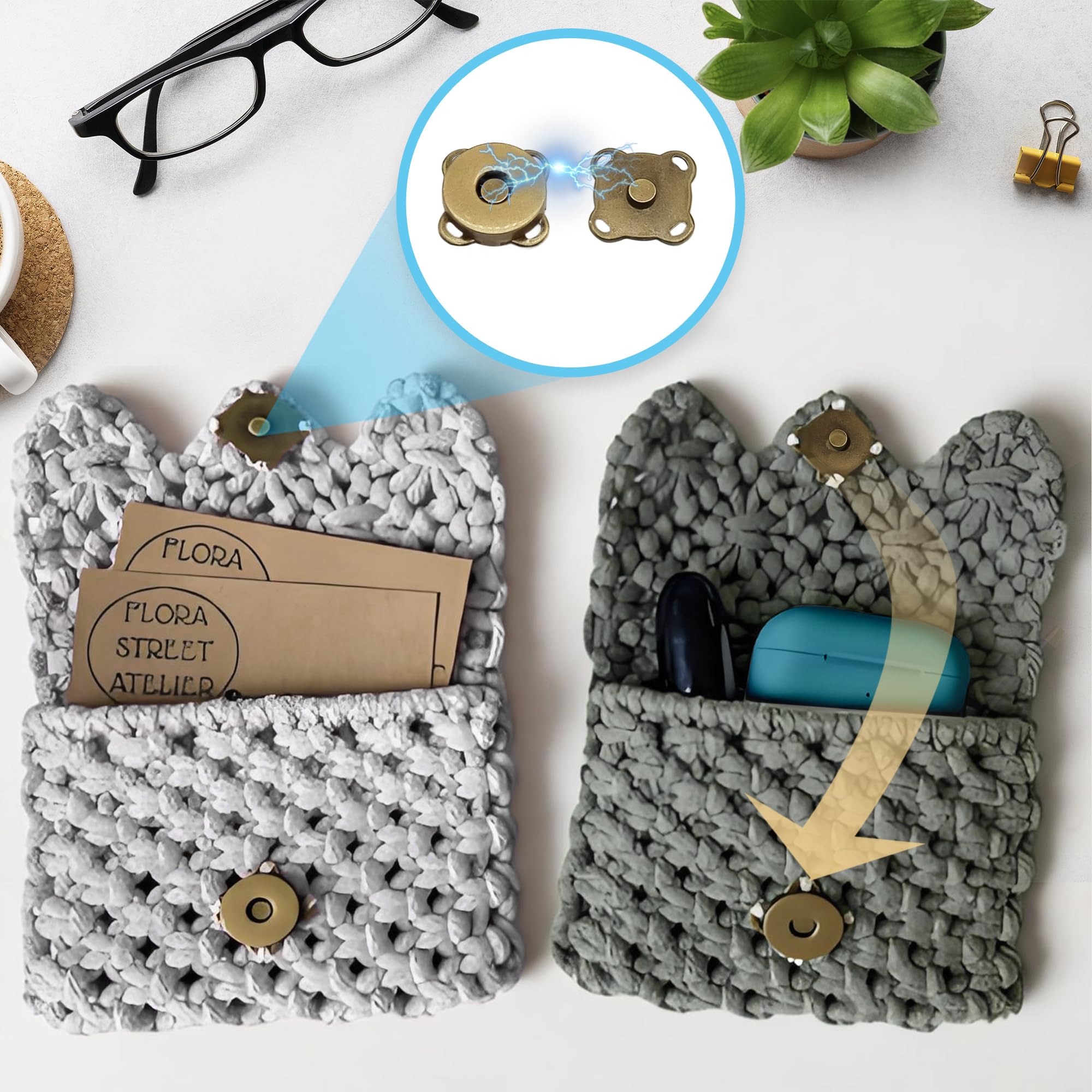 30 juegos de botones magnéticos a presión, botón magnético de bronce de 14 mm para ropa, bolsos, bolsos, costura en broches magnéticos para tela, manualidades