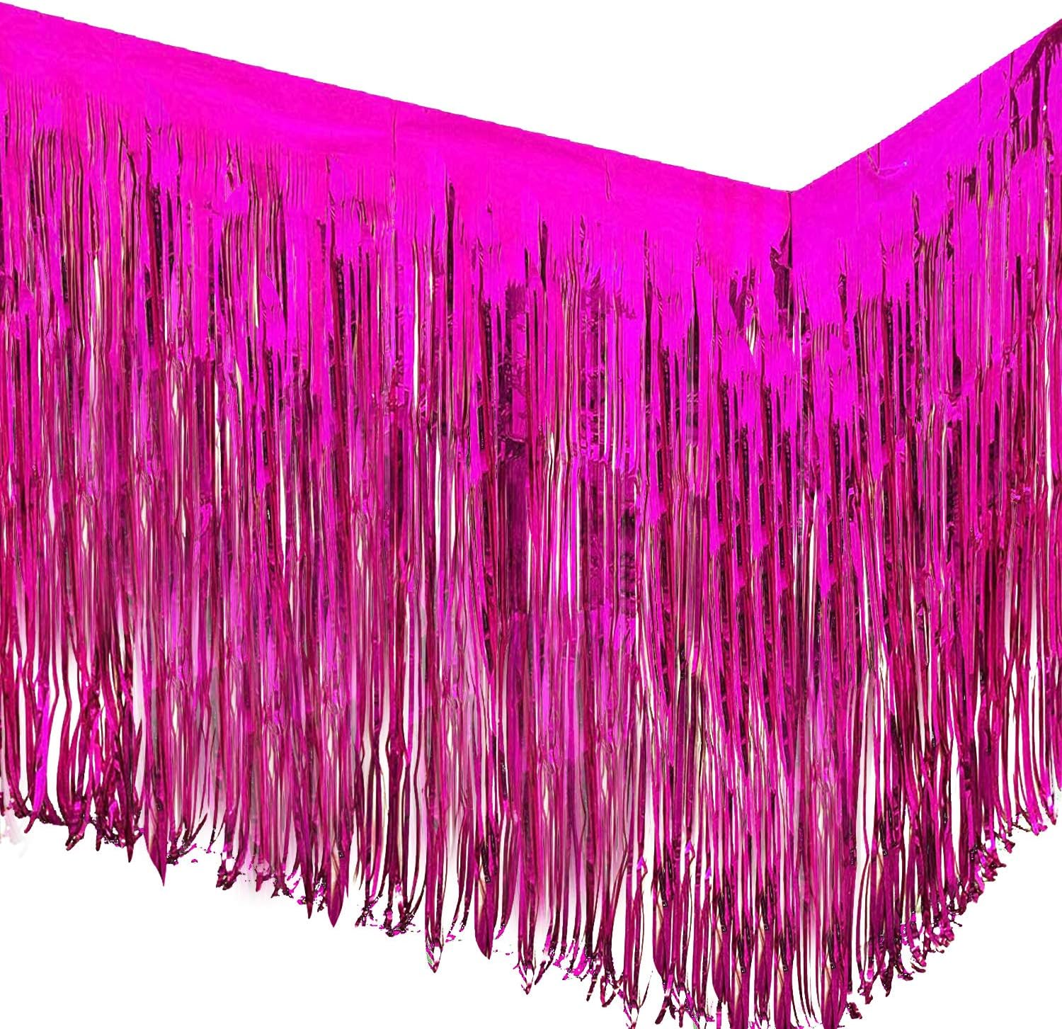 Allgala 2Pack 29x108 Inch Metallic Foil Fringe Tinsel Table Skirts for