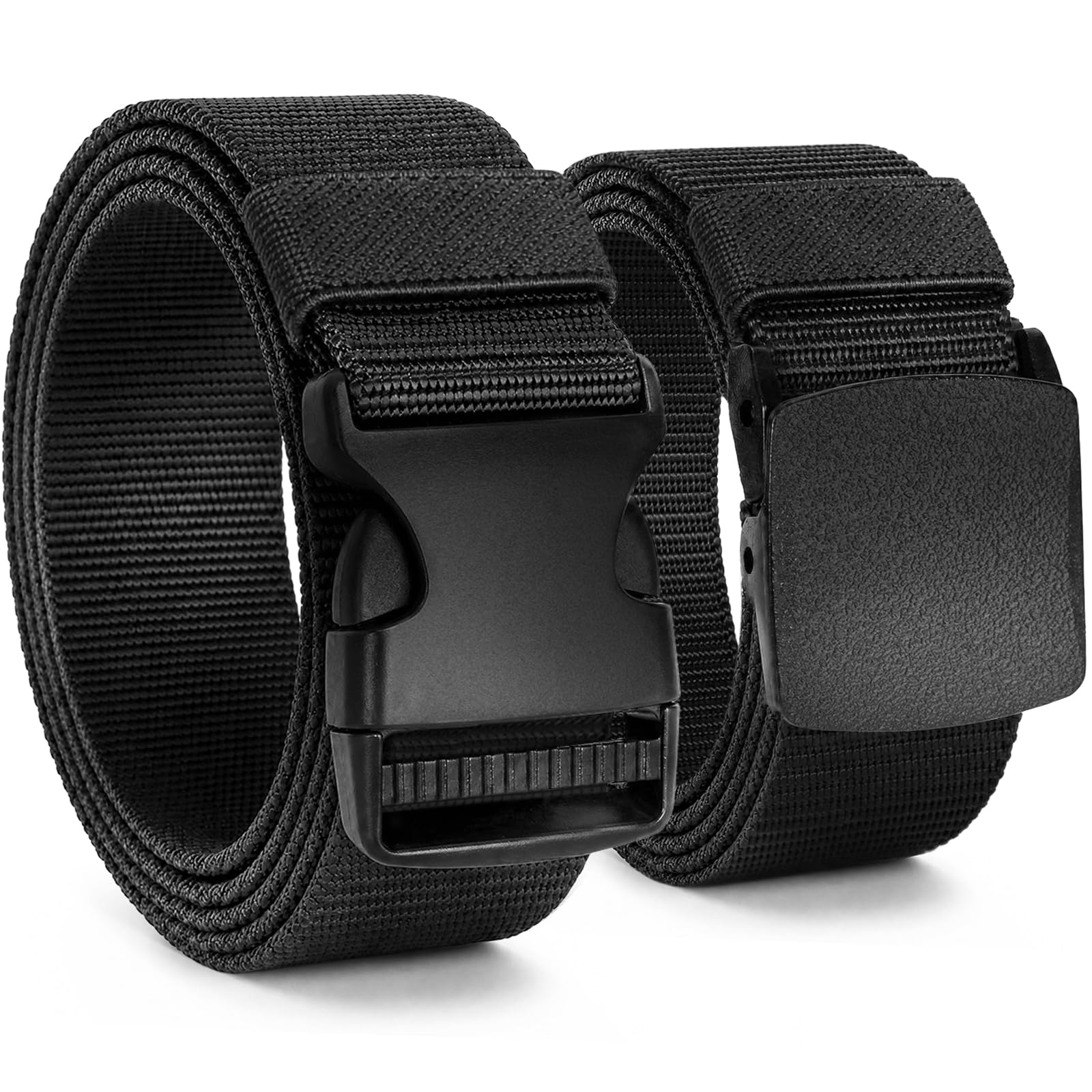 Chalier 2er Herren Gürtel Ohne Löcher Nylon Canvas Arbeitsgürtel Stufenlos Verstellbarer Stoffgürtel, Geeignet für jeden Anlass, Geschenke für Männer