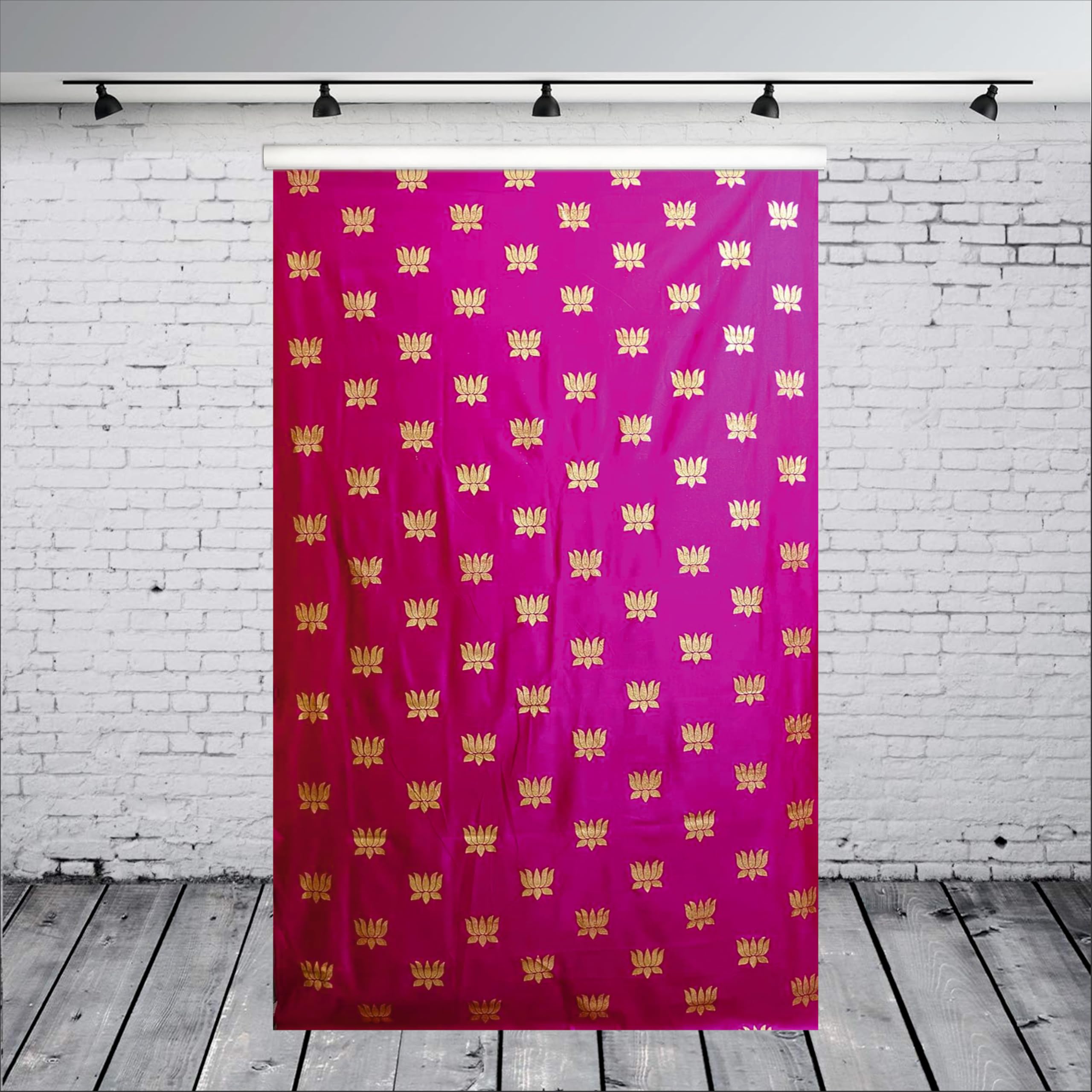 Party Baazaar Pink Backdrop Cloth for Decoration | Puja Background Decoration Cloth | Traditional Backdrop (Pack of 1, Multicolor, Size: 8x5 Feet)-picture-32
