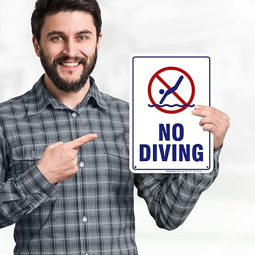 Miniatura 2 de Señal de no buceo, 7 x 10 pulgadas, HDPE de 55 mil de grosor (polietileno de alta densidad), fabricado en Estados Unidos por My Sign Center