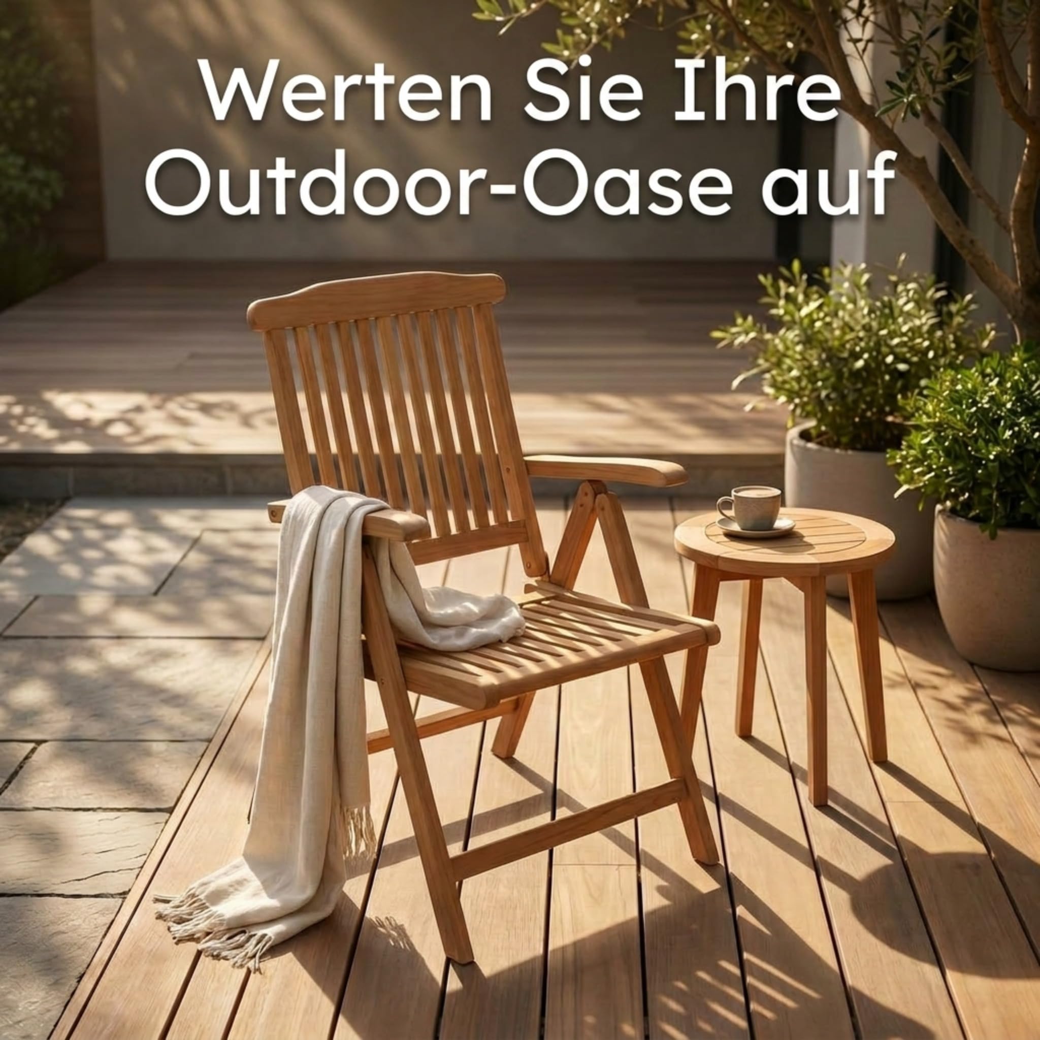 SAM Premium Hochlehner Aruba 6er Set, 6 Gartenstühle Teakholz massiv lackiert, 5-Fach Verstellbarer Klappstuhl mit Armlehnen bis 150 kg, wetterfest für Garten Terrasse Balkon Outdoor, Unikat