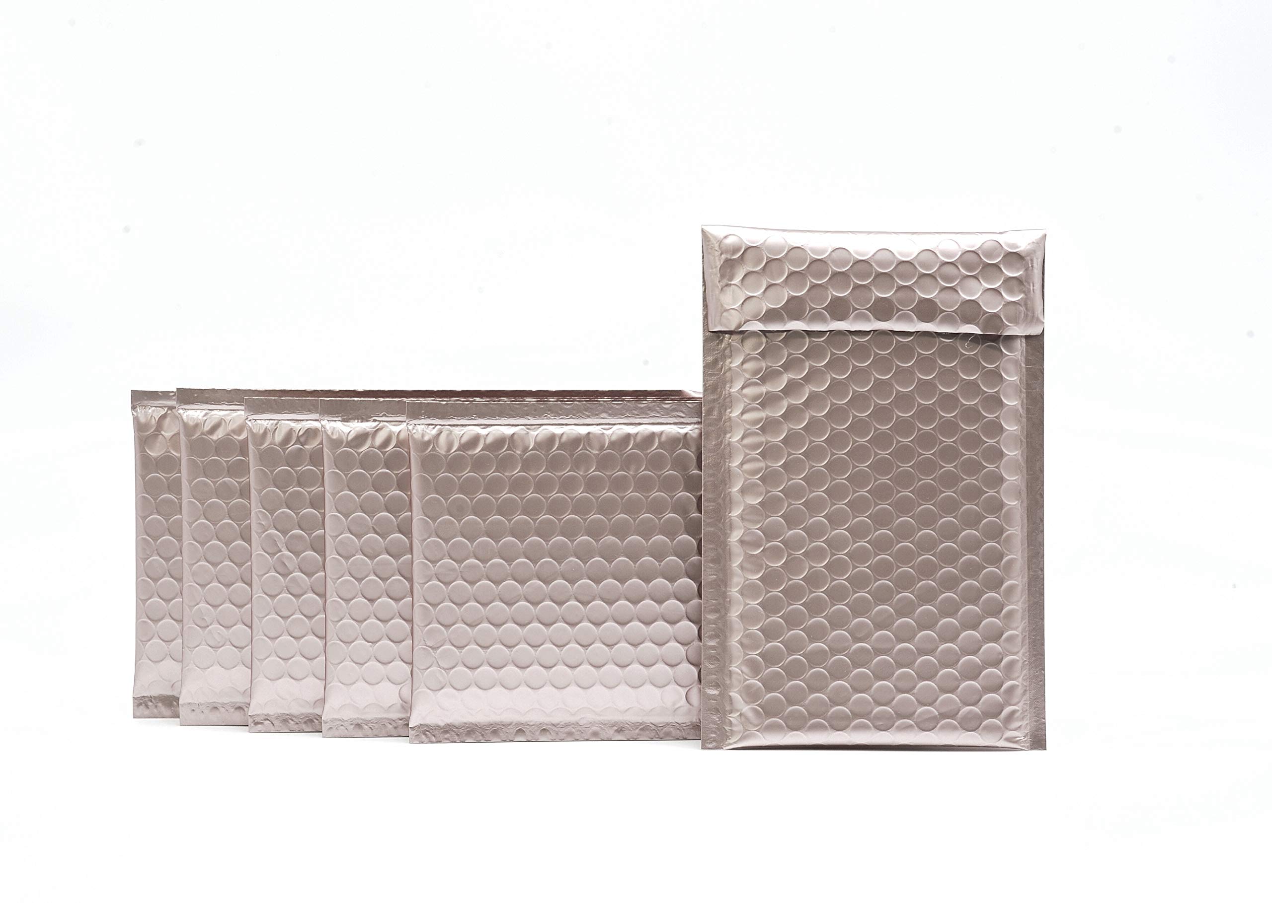 ProLine Matte Metallic Rose Gold Bubble Padded Mailers 4x8 Inch Self Seal Padded Envelopes (100)
