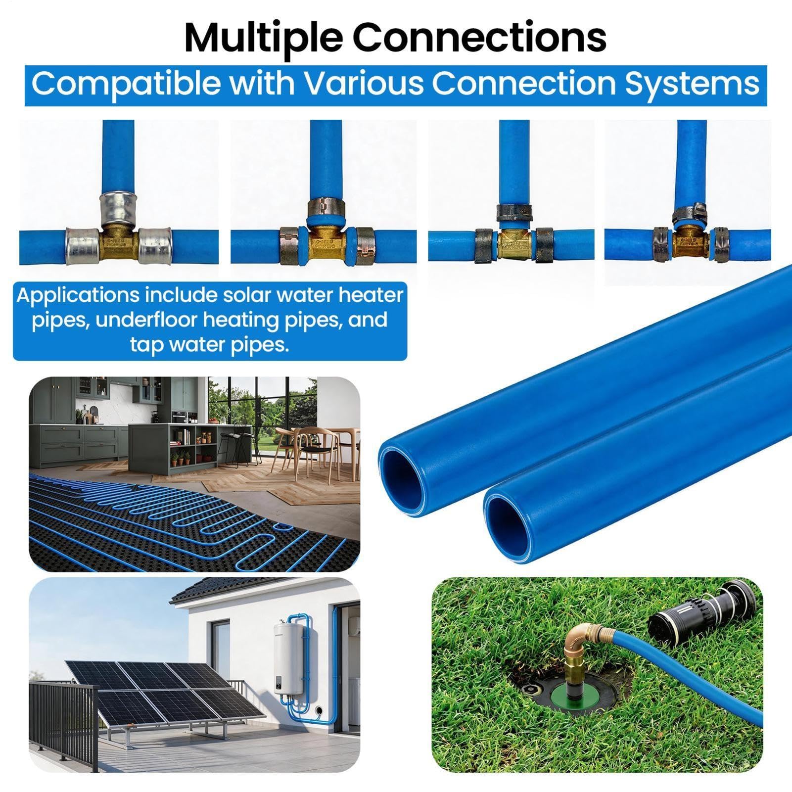 16 mm x 50 m Tubería multicapa PEXs con capa de aluminio, tubería resistente para instalaciones de calefacción suelo radiante y radiadores residenciales