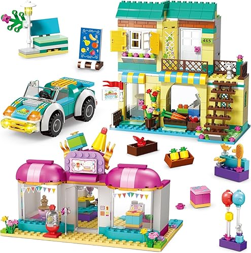 VIOSEBN Friends Cake Shop and Convenience Store Kit de construcción para niñas con caja de almacenamiento portátil, juguete educativo regalo de