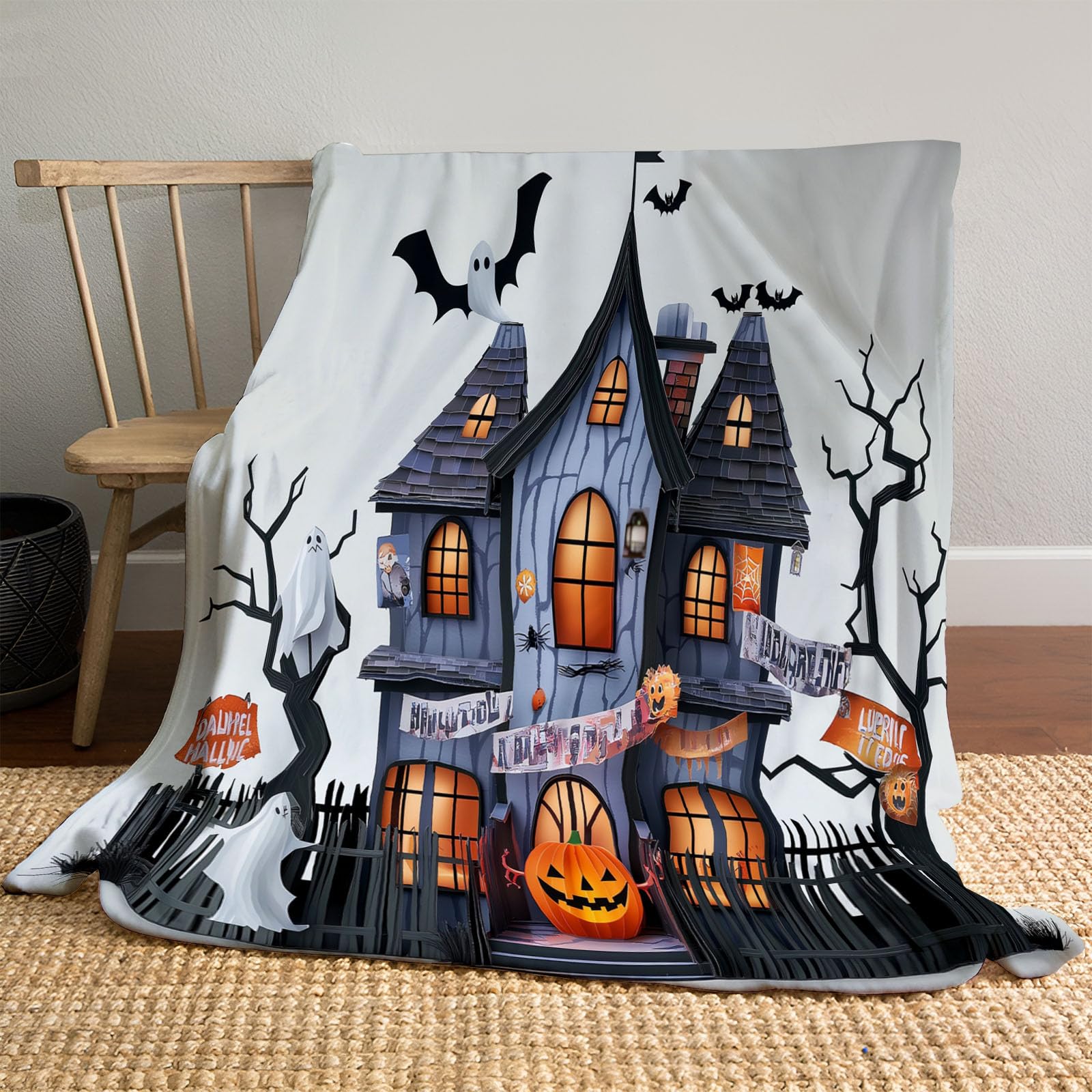 Couverture Halloween 150x200cm en flanelle, fini le froid sur votre canapé cet automne