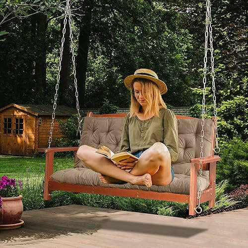 Miniatura 2 de Cojín de repuesto para columpios, cojín impermeable para columpio de porche, cojín de asiento de repuesto para 2-3 asientos con respaldo y lazos