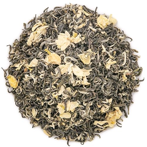 Oriarm Té de jazmín Bi Tan Piao Xue 2023 Hoja suelta  Té verde chino Mao Feng con flores de jazmín  Yuqian 1er grado 100g (3.53oz) Bolsa resellable