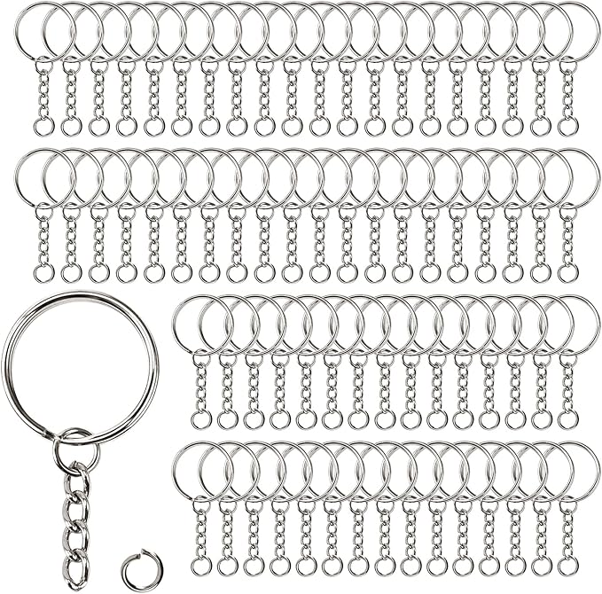 Redamancy Keyring Rings, 70 Pcs Keyring Making Kit, Metal Split Key Chain Rings, 25mm Key Ring