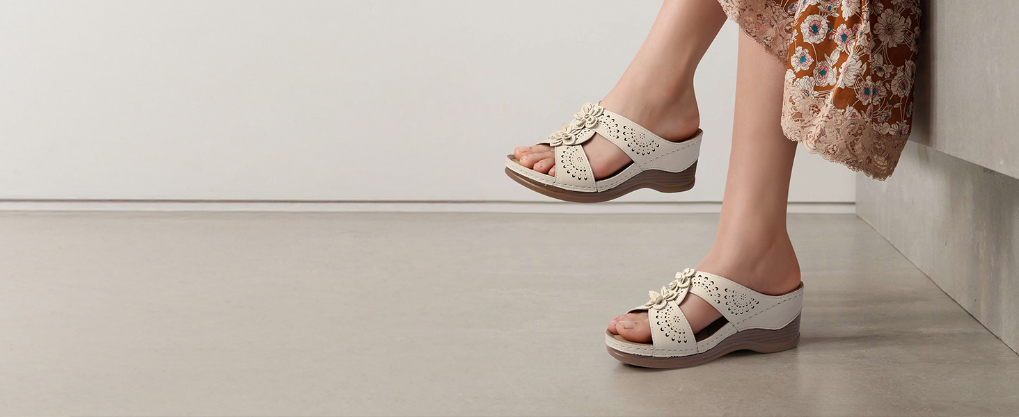 Amazon.com | TEMOFON Womens Wedge Sandals Leather: Casual Dressy