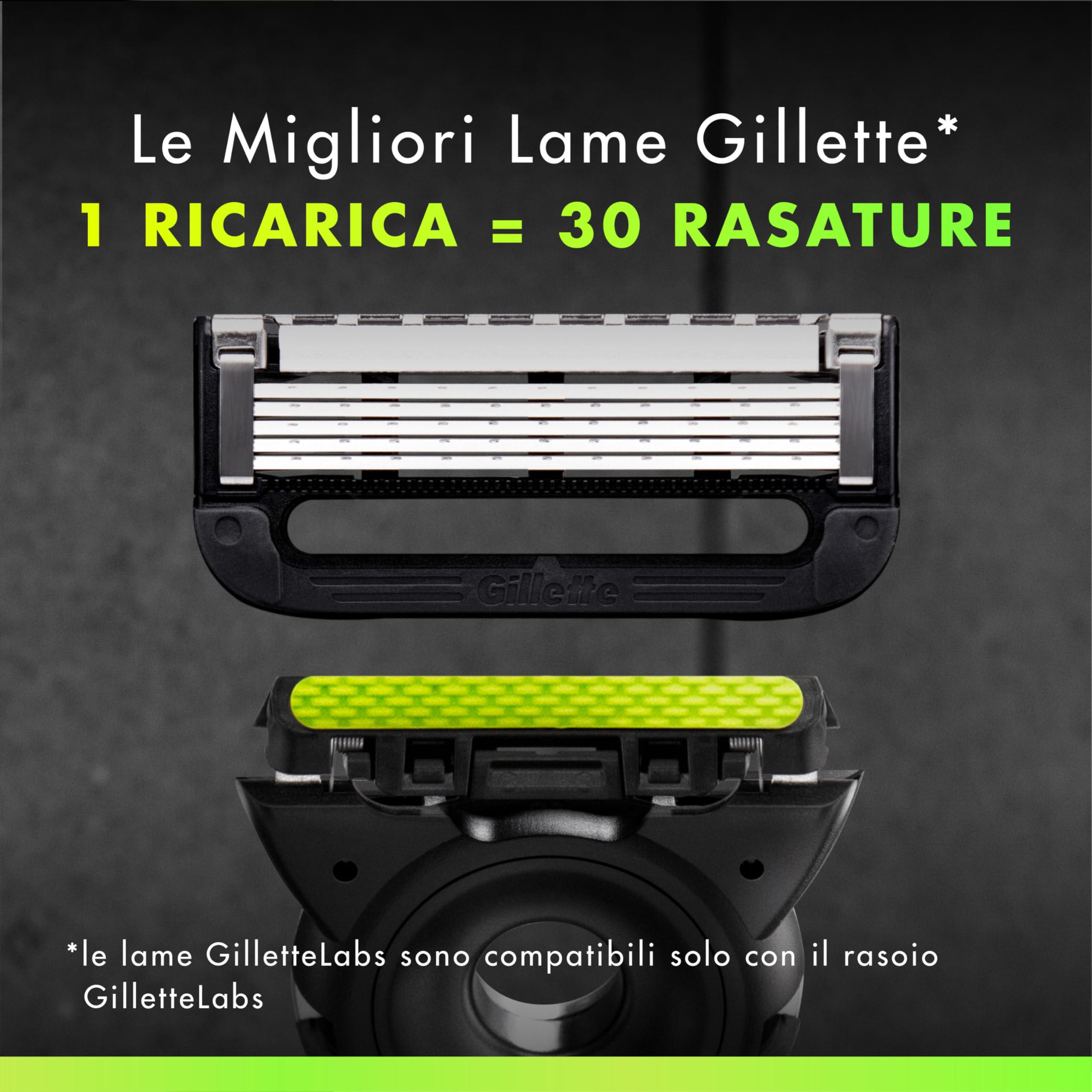 Gillette Labs con Barra Integrata, Rasoio Barba Manuale, 1 Manico, 1 Lamette Gillette di Ricambio, con Base Magnetica, Edizione dei Campioni, Oro, Rasoio Barba e Lamette di Ricambio