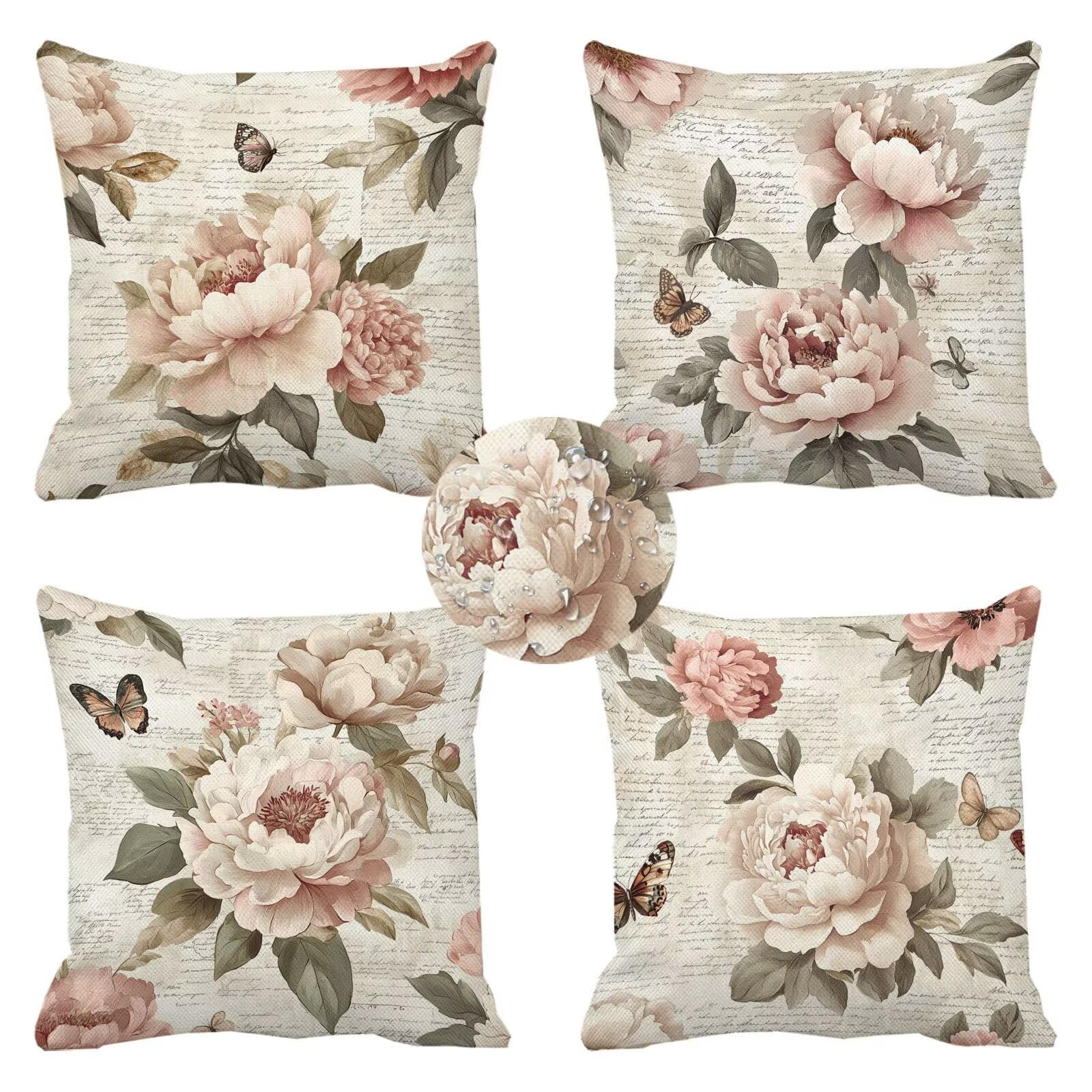 Housse de coussin extérieur 45x45 rose imperméable taie oreiller canapé jardin k-382
