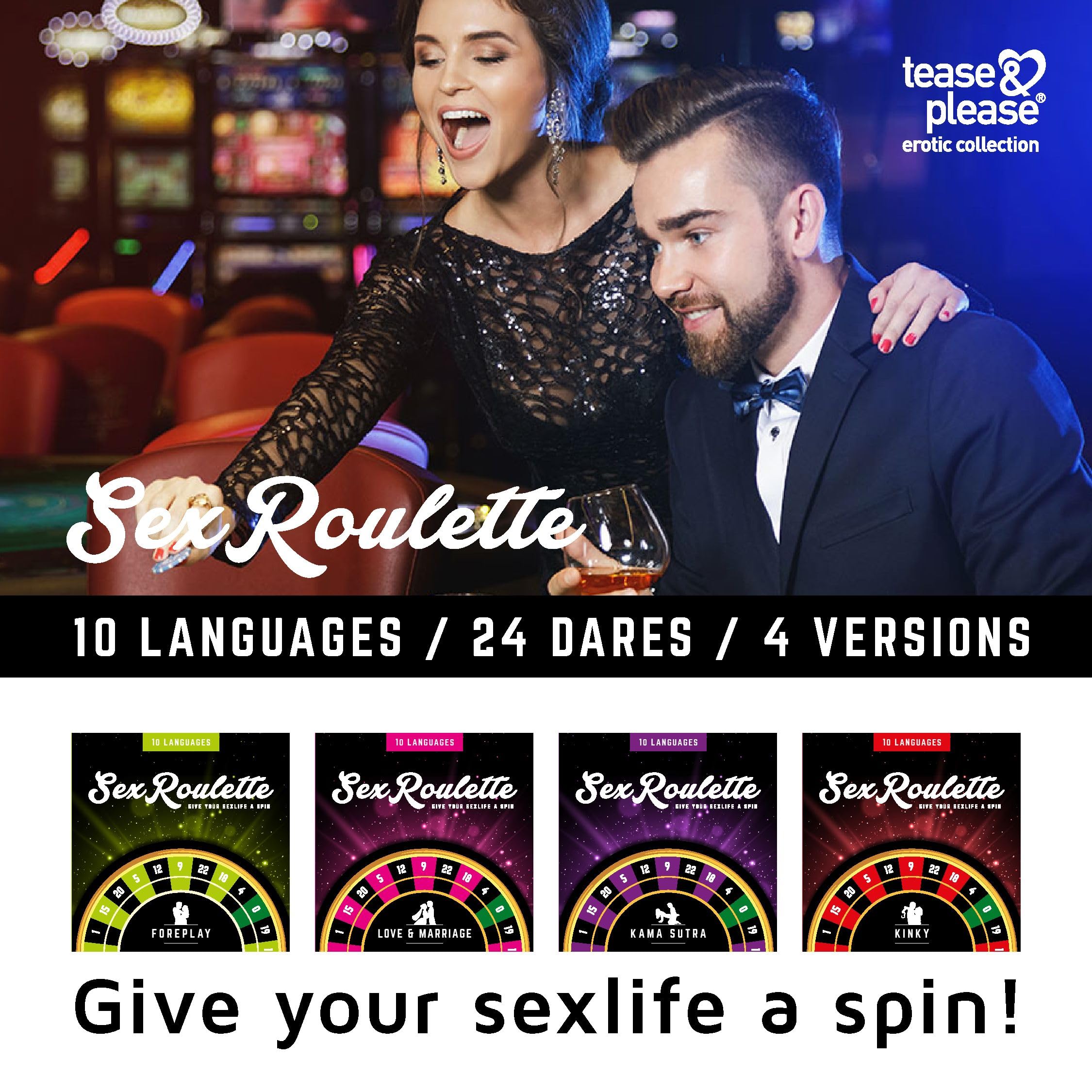 EasyGlide Tease And Please & Kamasutra Sex Roulette (10 lingue) - Giochi per Adulti per Aggiungere Avventura alla tua Vita Sessuale - Giochi da Tavolo per Adulti con 24 Sfide
