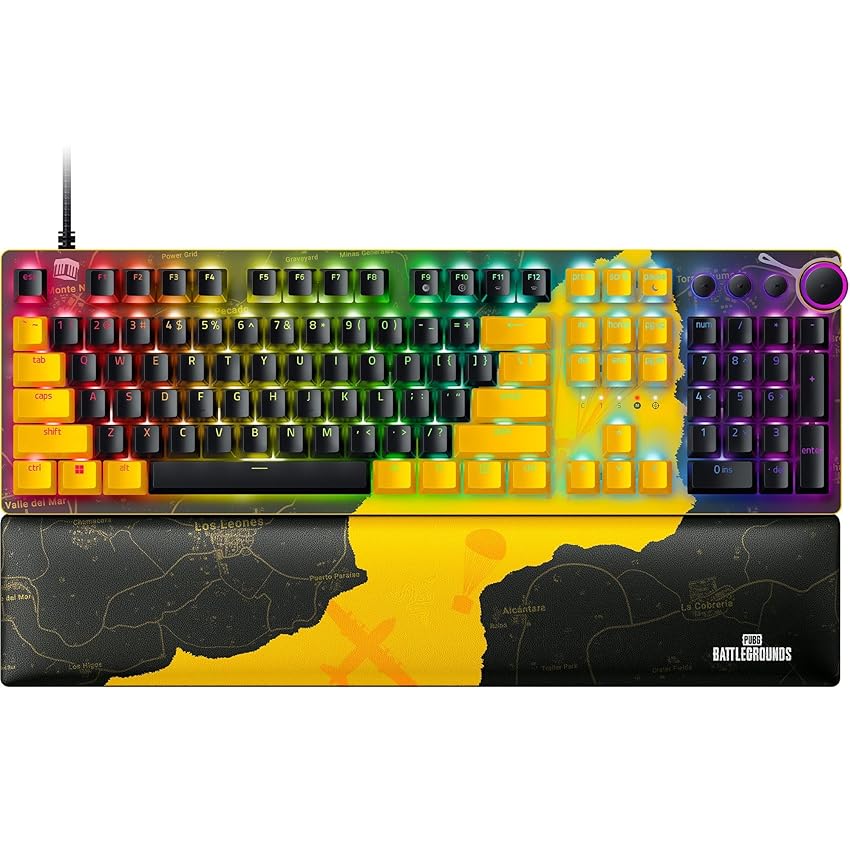 Razer Huntsman V2 Tenkeyless (Interruttore Rosso) - Tastiera da Gioco Ottica (Interruttori Ottici Lineari Gen-2, Copri Tasti Doubleshot PBT, Poggiapolsi Ergonomico) Layout USA, PUBG Edition