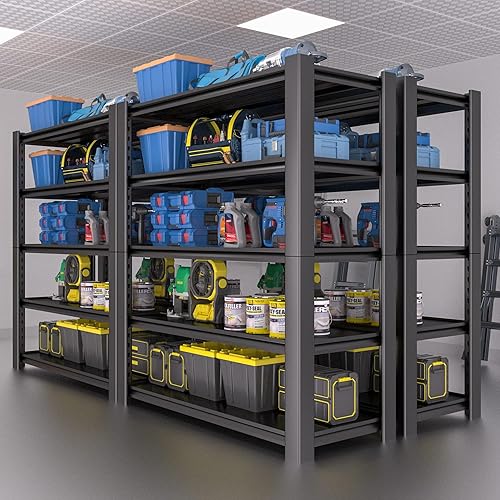 Miniatura 7 de Estantería de garaje de 5 niveles resistente, estante de almacenamiento de metal de capacidad de 3000 libras, 24 pulgadas de profundidad x 60